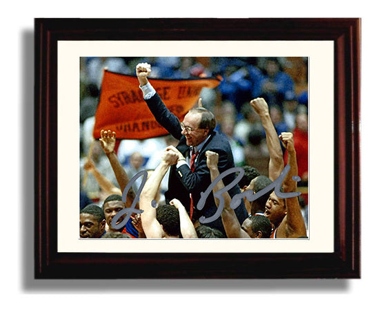 Syracuse Basketball Jim Boeheim a championship celebration Lift College Basketball Wall Art 8x10 Beveled Frame college basketball wall art print