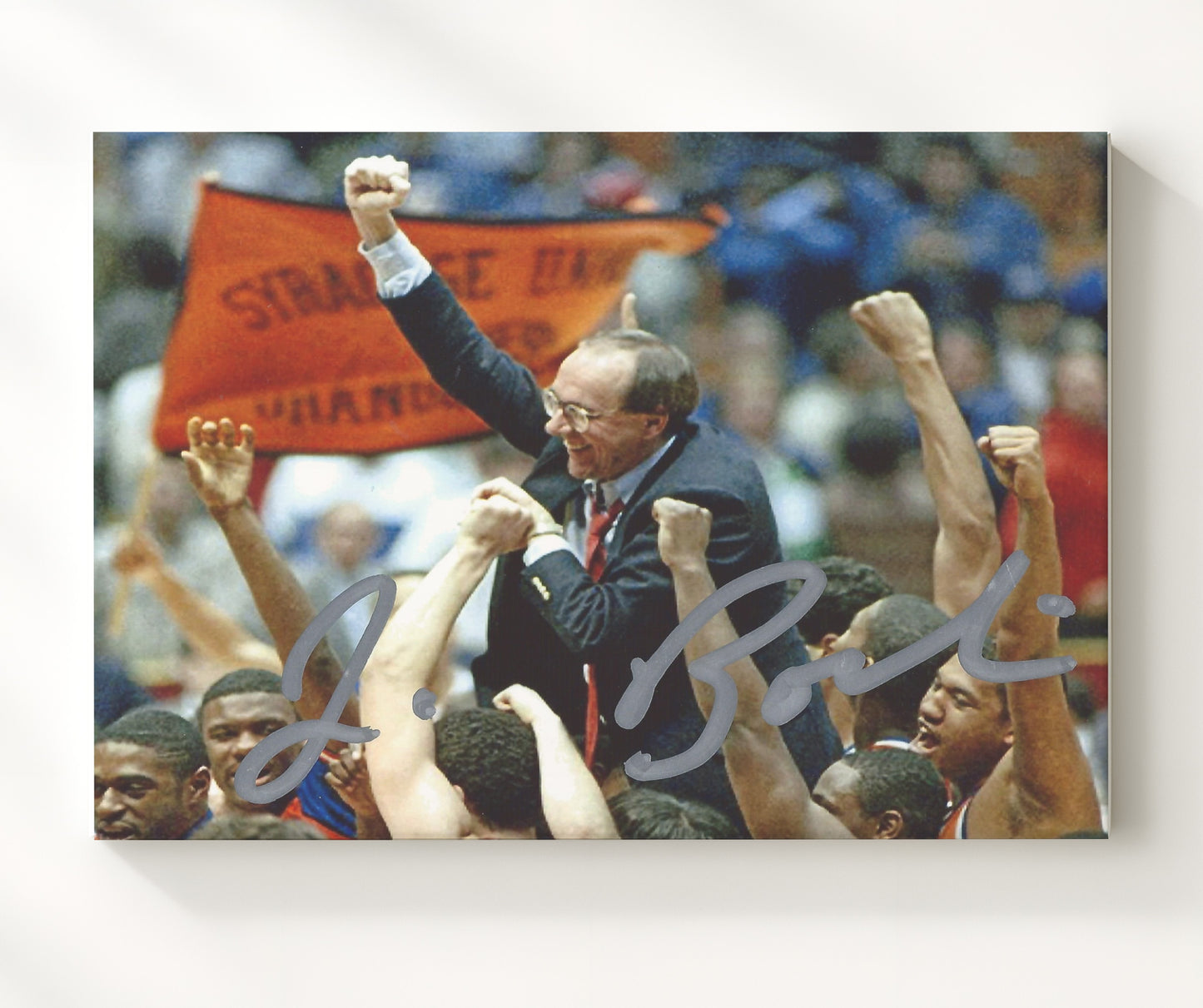 Syracuse Basketball Jim Boeheim a championship celebration Lift College Basketball Wall Art 20x24 Canvas college basketball wall art print