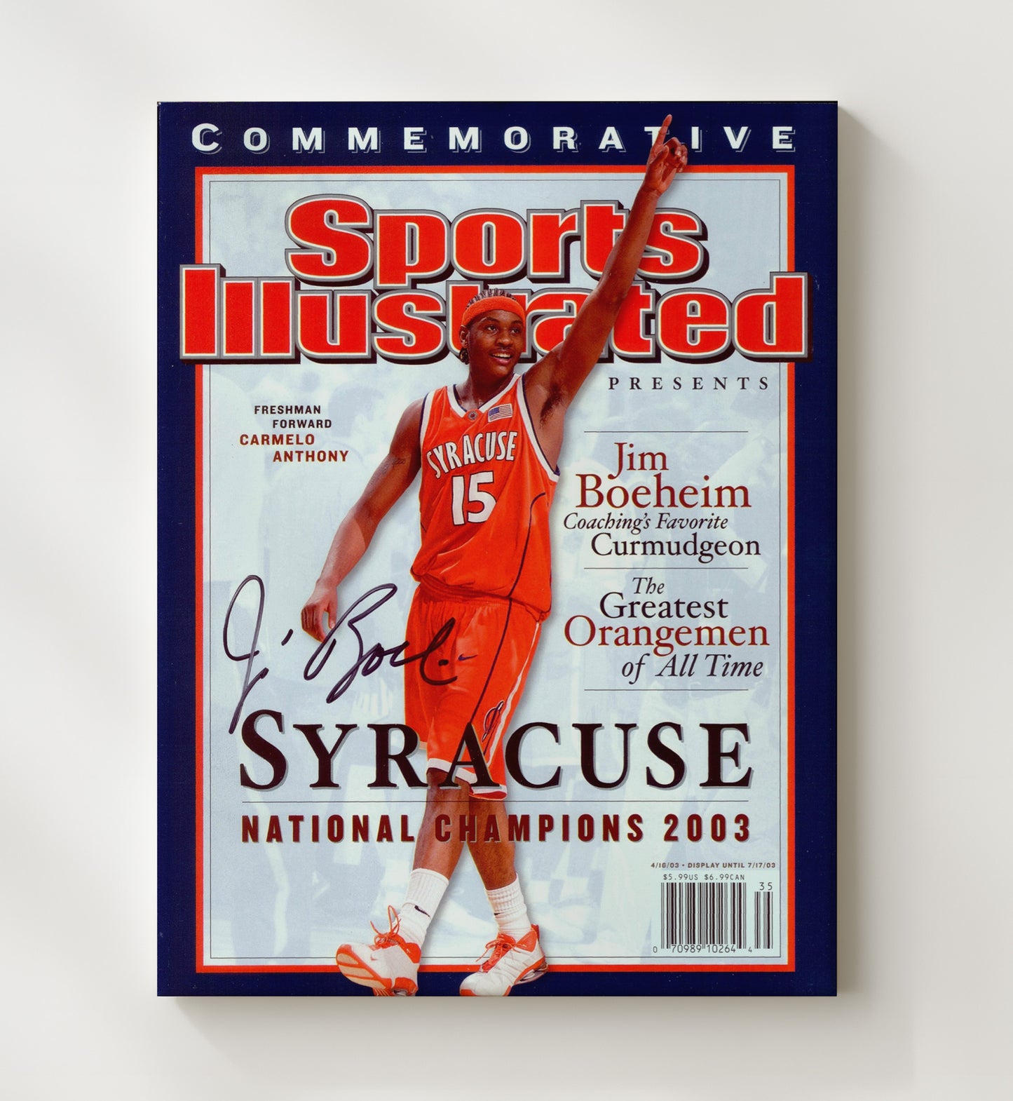 Syracuse Basketball Jim Boeheim Championship Nets SI Cover 2003 College Basketball Wall Art 20x24 Canvas college basketball wall art print