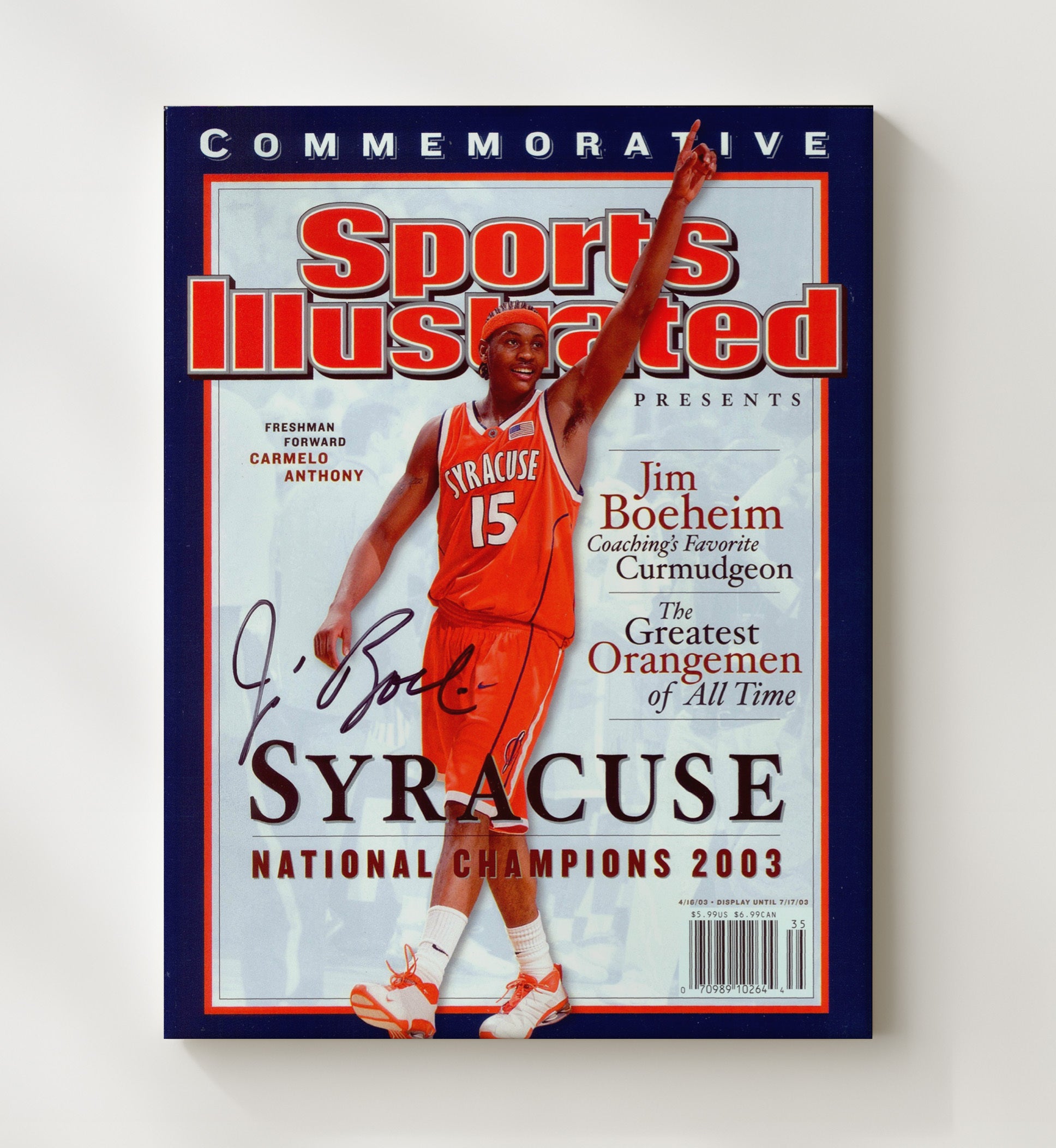 Syracuse Basketball Jim Boeheim Championship Nets SI Cover 2003 College Basketball Wall Art 20x24 Canvas college basketball wall art print