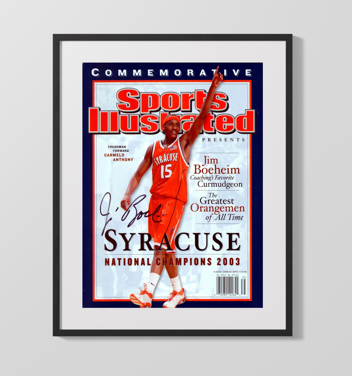Syracuse Basketball Jim Boeheim Championship Nets SI Cover 2003 College Basketball Wall Art 16x20 Gallery Frame college basketball wall art print
