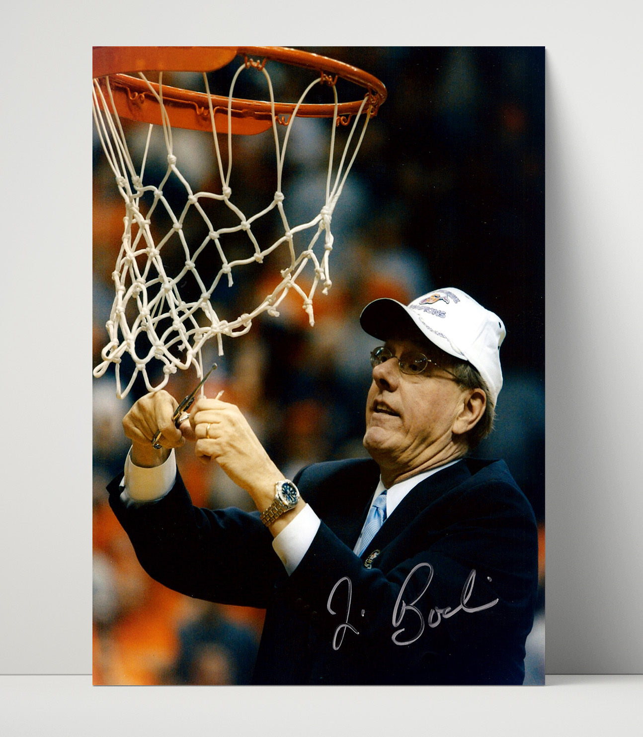 Syracuse Basketball Jim Boeheim Net Cut Championship Moment College Basketball Wall Art 16x20 Unframed Print college basketball wall art print