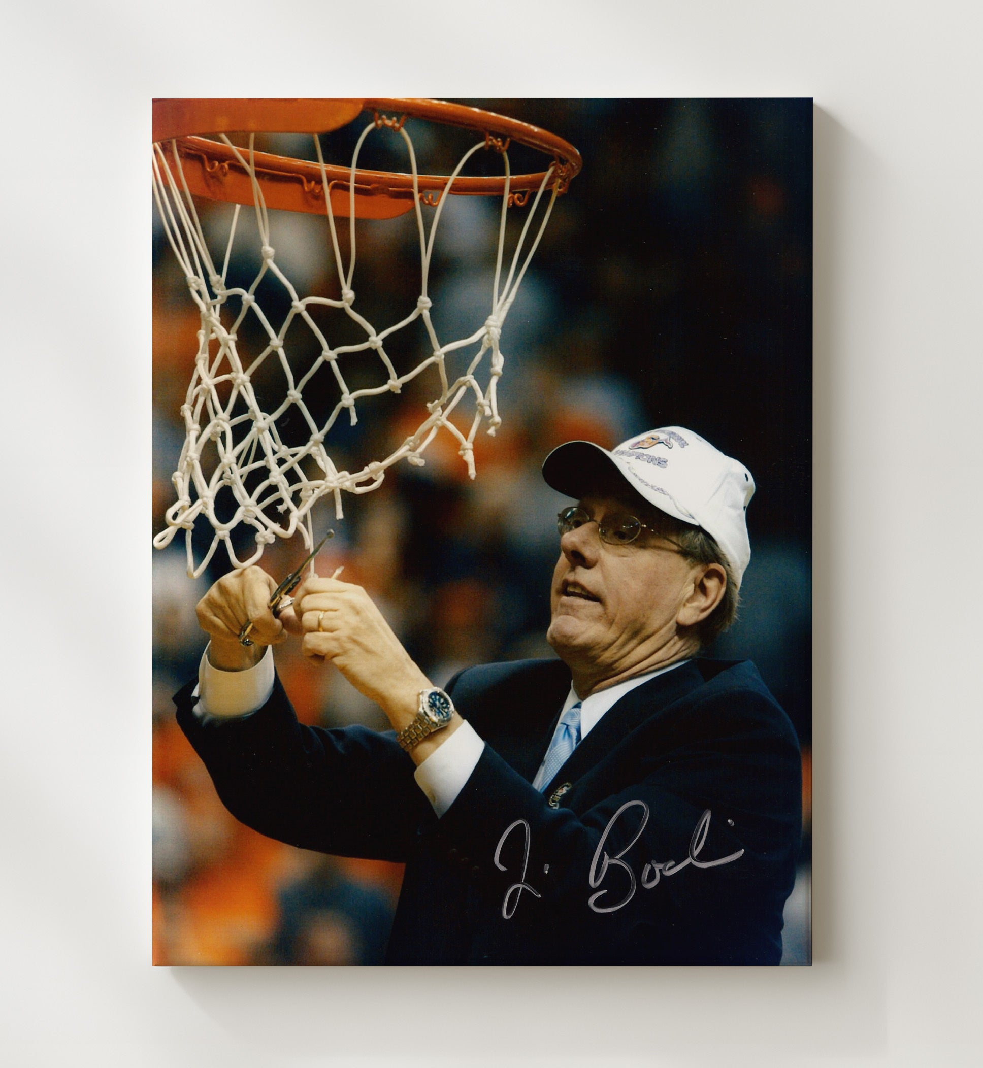Syracuse Basketball Jim Boeheim Net Cut Championship Moment College Basketball Wall Art 20x24 Canvas college basketball wall art print