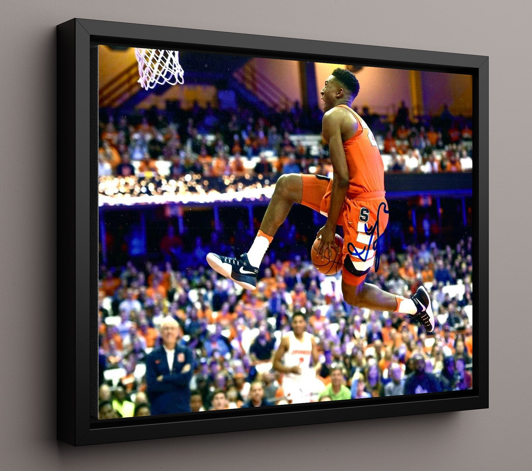 Syracuse Basketball Tyus Battle Between the Legs Dunk Showcase College Basketball Wall Art 16x20 Framed Canvas college basketball wall art print