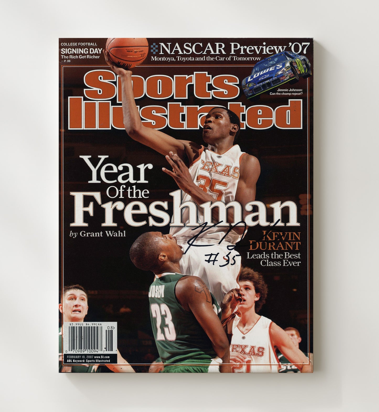 Texas Basketball Kevin Durant Freshman of the Year SI Cover 2007 College Basketball Wall Art 20x24 Canvas college basketball wall art print