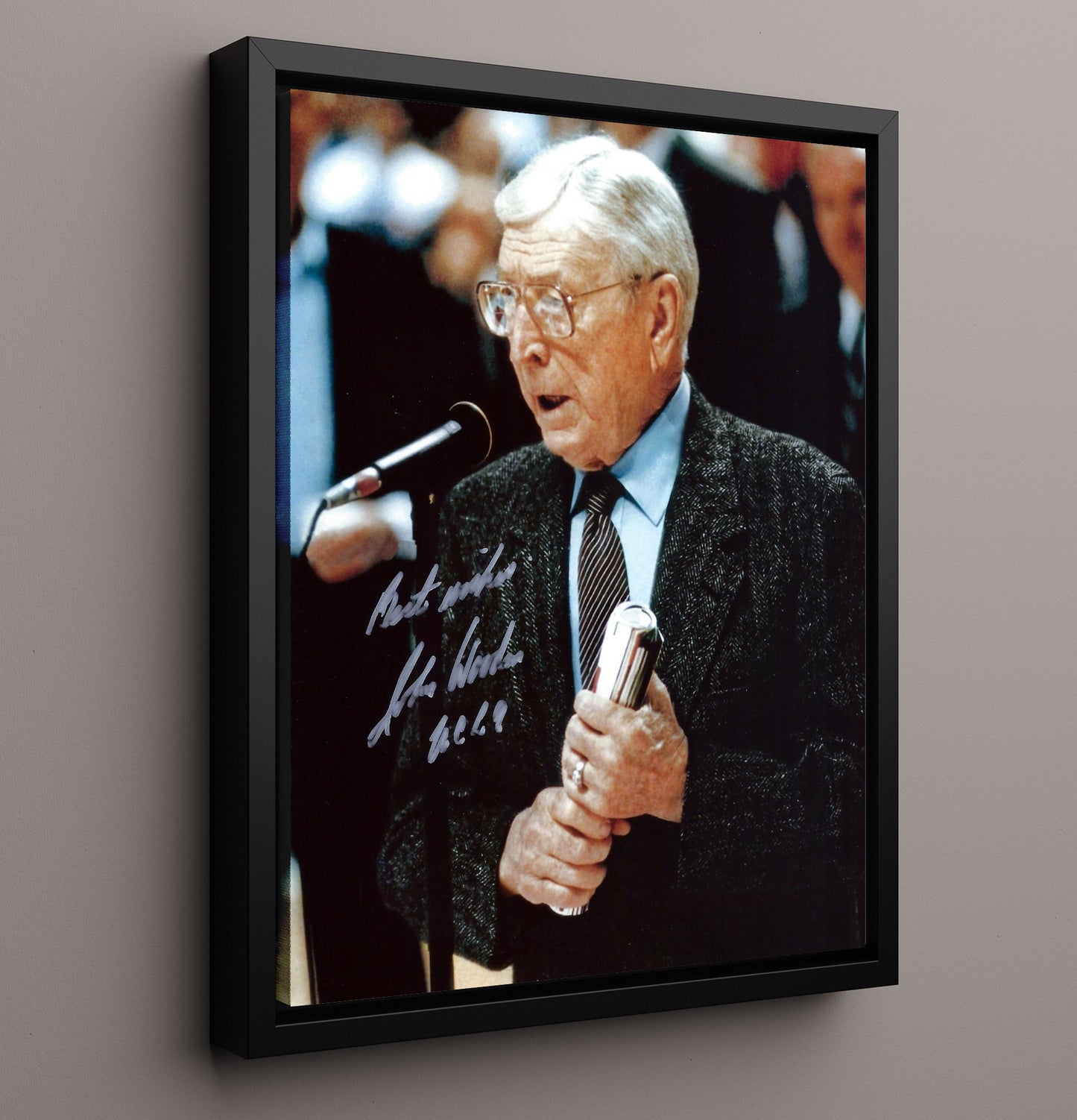 UCLA Basketball John Wooden Coaching Legend Courtside College Basketball Wall Art 16x20 Framed Canvas college basketball wall art print