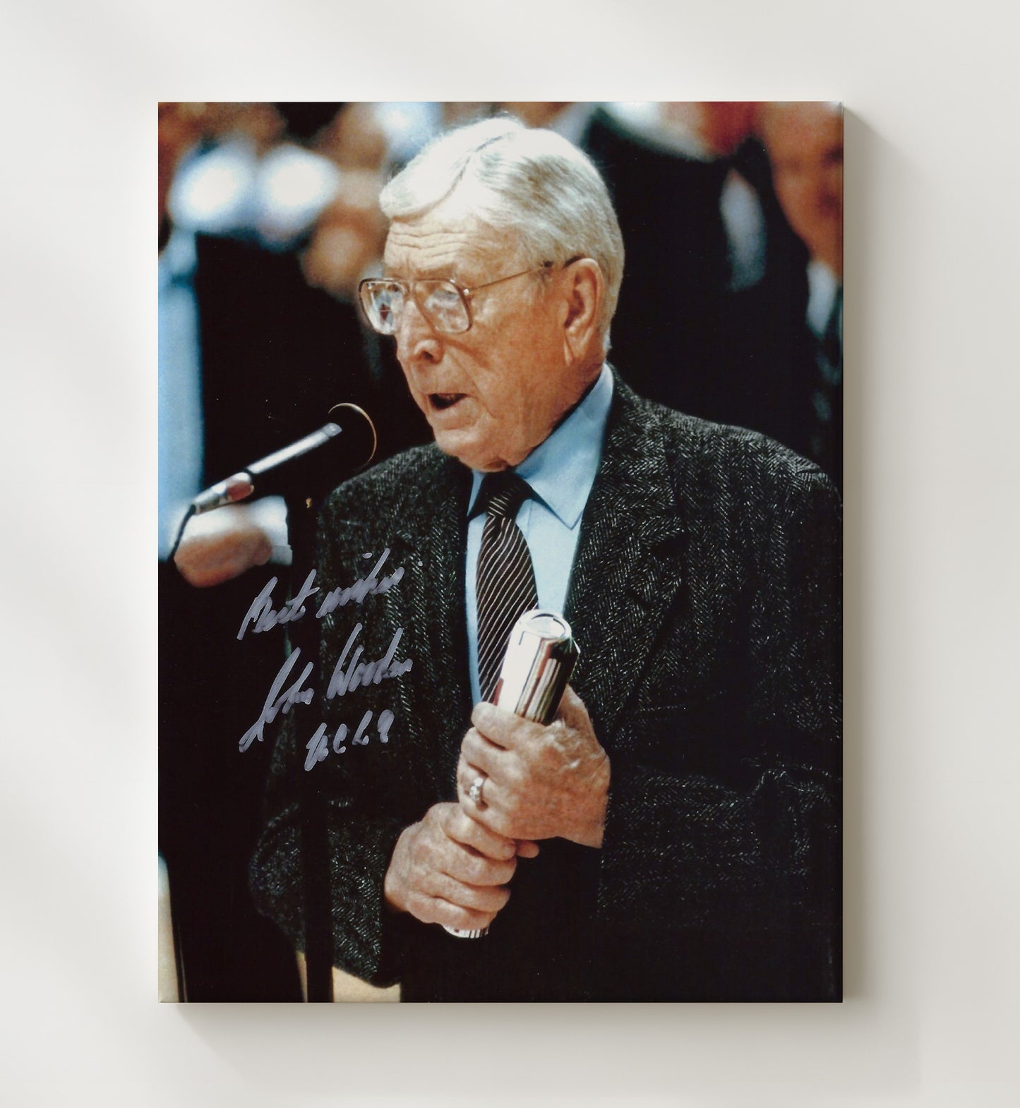 UCLA Basketball John Wooden Coaching Legend Courtside College Basketball Wall Art 20x24 Canvas college basketball wall art print