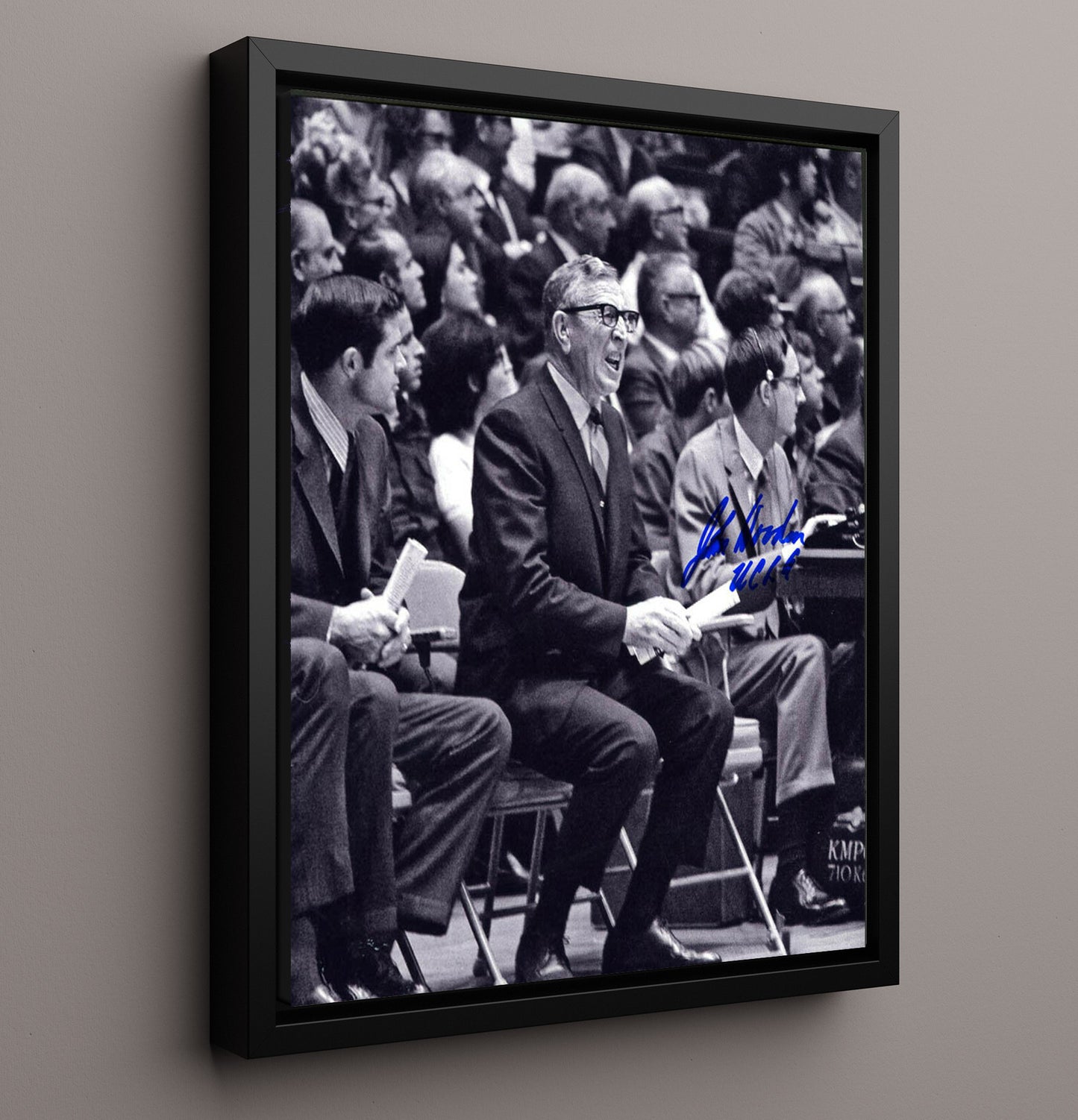 UCLA Basketball John Wooden Courtside Leadership Wizard of Westwood College Basketball Wall Art 16x20 Framed Canvas college basketball wall art print