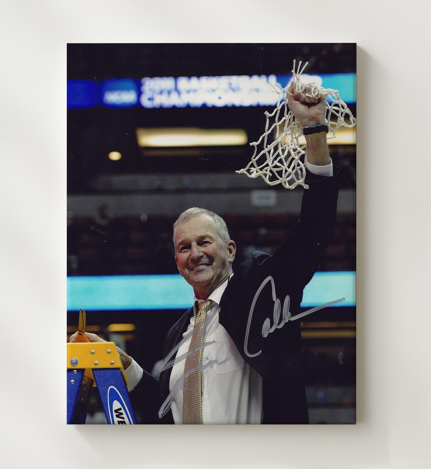 UConn Basketball Jim Calhoun Net Cut Championship Moment College Basketball Wall Art 20x24 Canvas college basketball wall art print