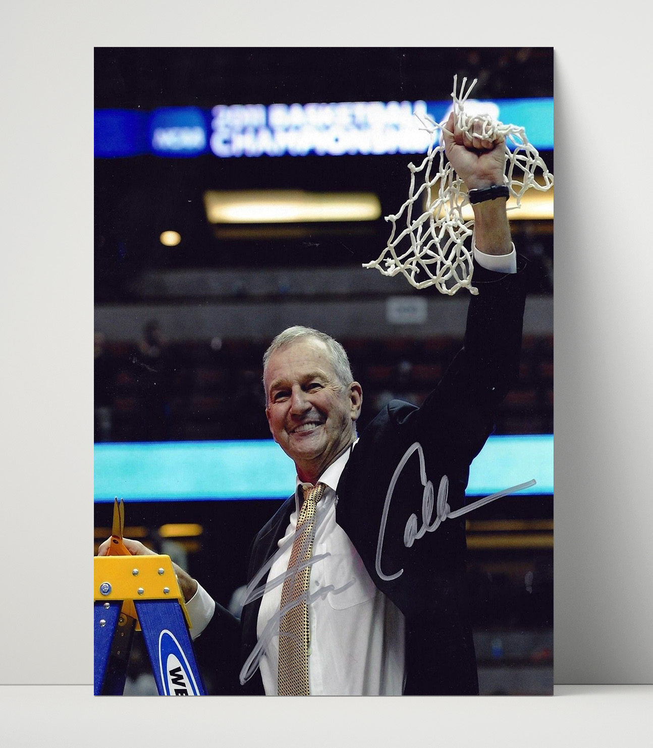 UConn Basketball Jim Calhoun Net Cut Championship Moment College Basketball Wall Art 16x20 Unframed Print college basketball wall art print