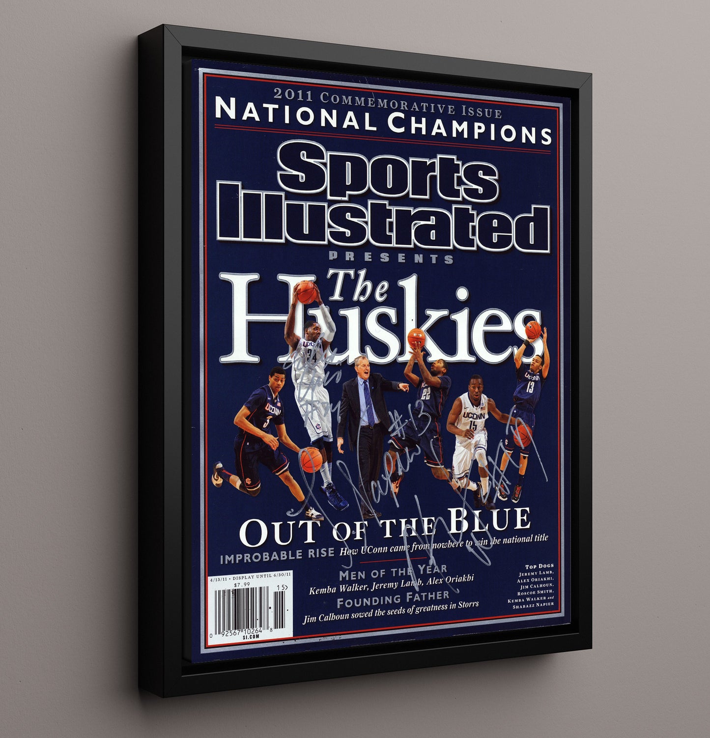 UConn Basketball Kemba Walker Huskies National Champions Out of the Blue 2011 SI College Basketball Wall Art 16x20 Framed Canvas college basketball wall art print