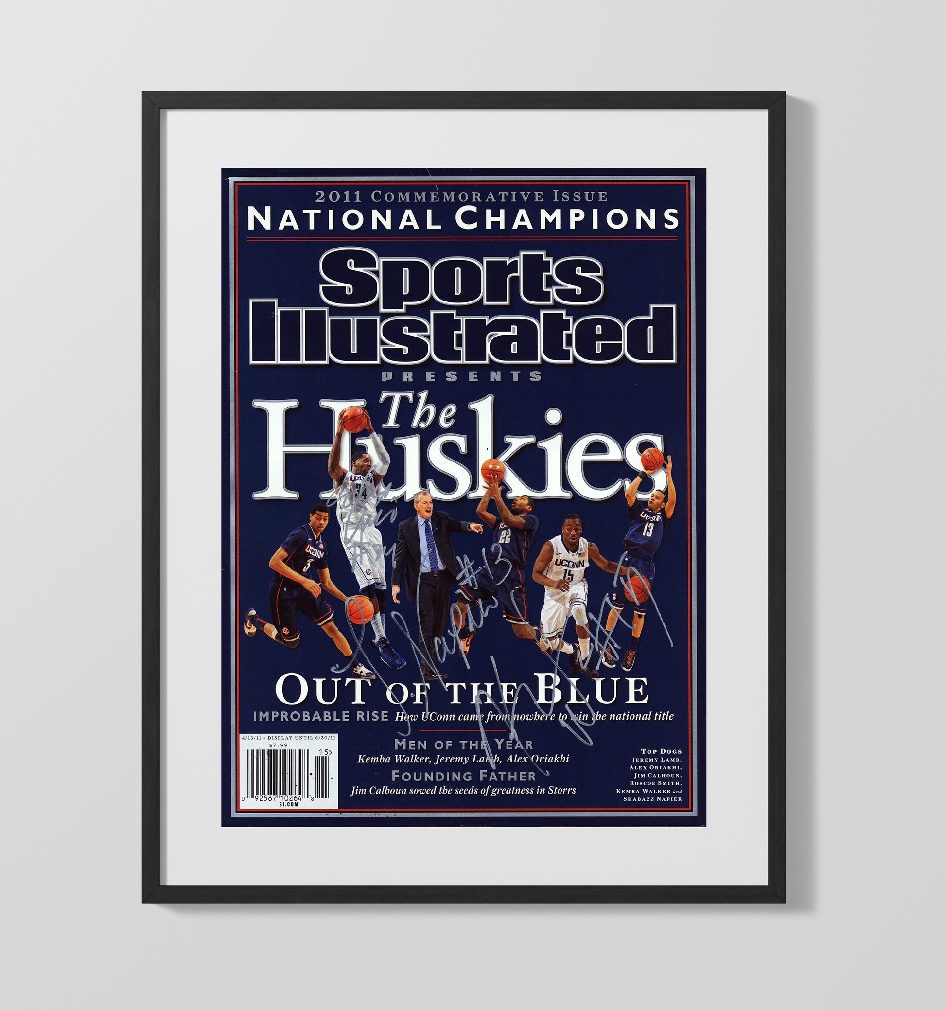 UConn Basketball Kemba Walker Huskies National Champions Out of the Blue 2011 SI College Basketball Wall Art 16x20 Gallery Frame college basketball wall art print