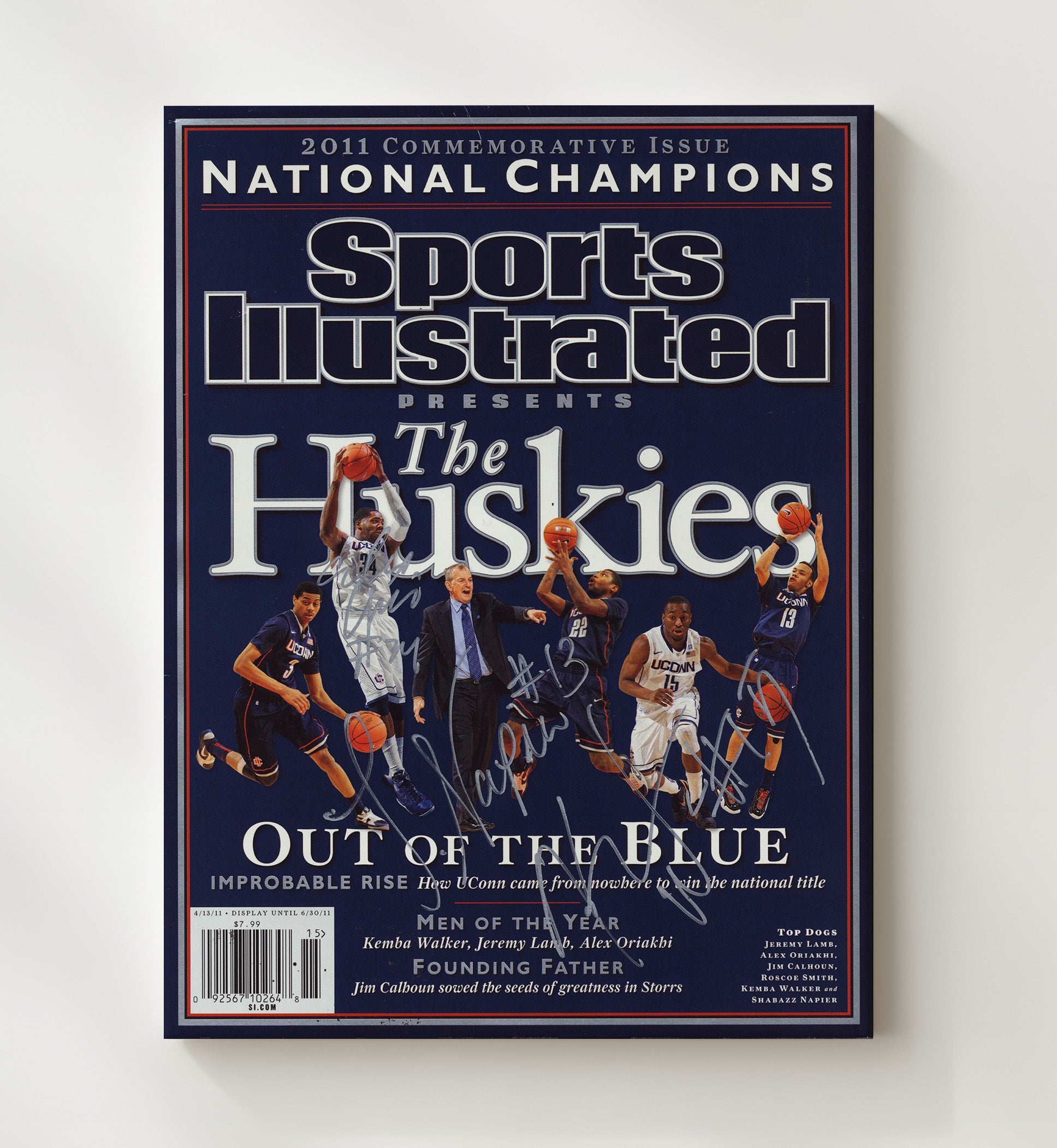 UConn Basketball Kemba Walker Huskies National Champions Out of the Blue 2011 SI College Basketball Wall Art 20x24 Canvas college basketball wall art print