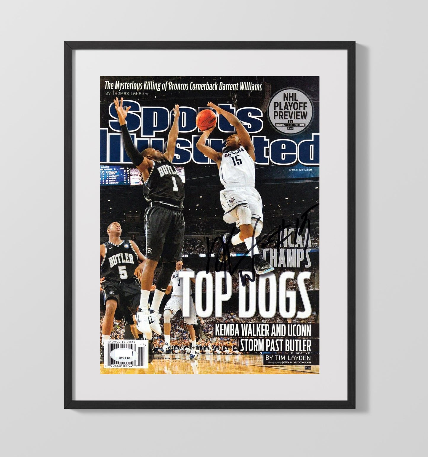 UConn Basketball Kemba Walker NCAA Champions SI Cover 2011 College Basketball Wall Art 16x20 Gallery Frame college basketball wall art print