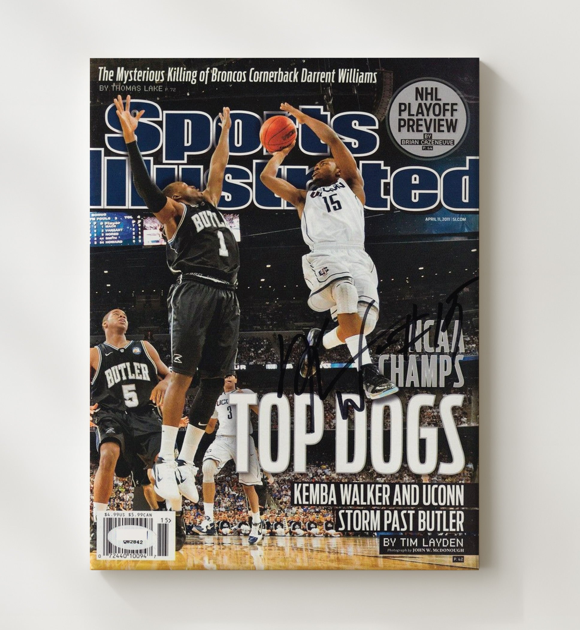 UConn Basketball Kemba Walker NCAA Champions SI Cover 2011 College Basketball Wall Art 20x24 Canvas college basketball wall art print