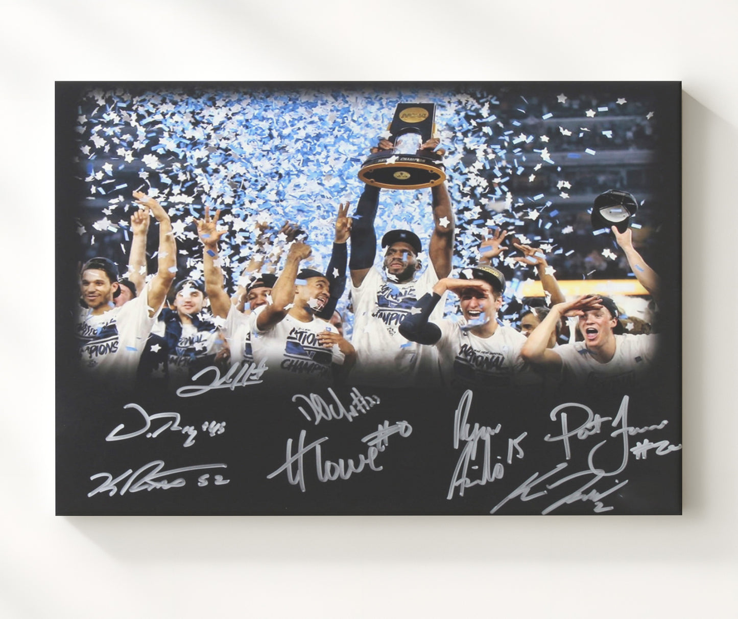 Villanova Basketball 2016 Championship Confetti Celebration Trophy Lift College Basketball Wall Art 20x24 Canvas college basketball wall art print