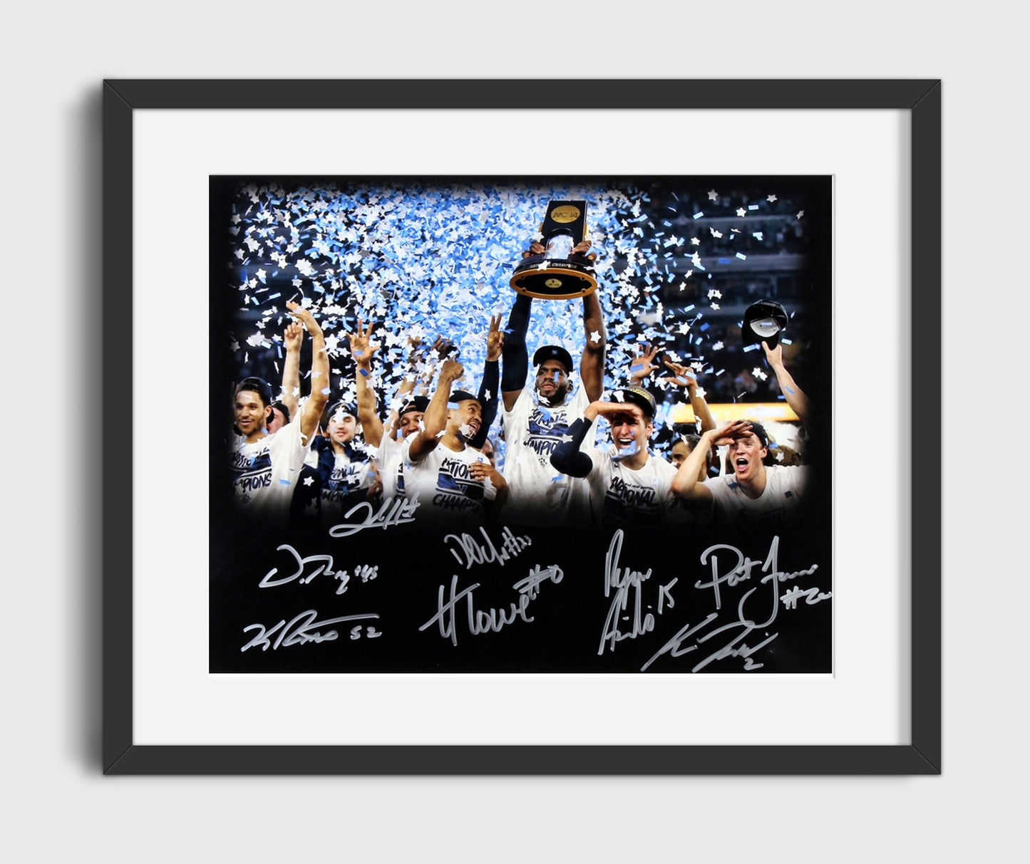 Villanova Basketball 2016 Championship Confetti Celebration Trophy Lift College Basketball Wall Art 16x20 Gallery Frame college basketball wall art print