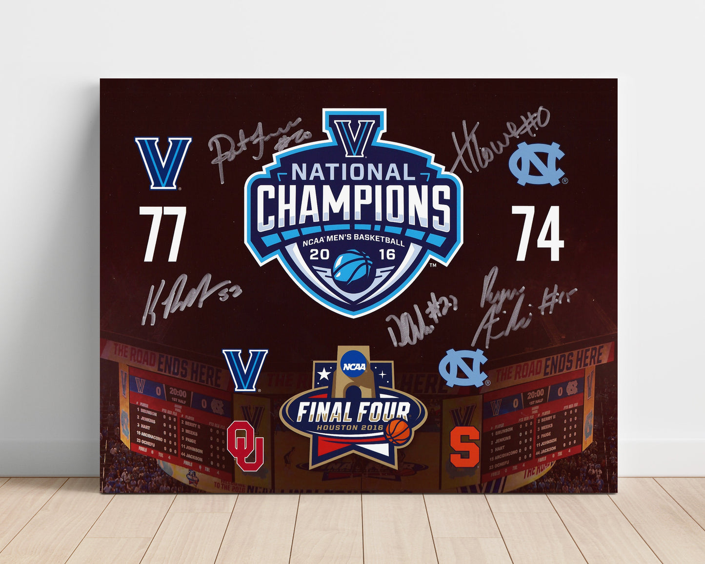 Villanova Basketball 2016 Title Game Scoreboard Victory Moment College Basketball Wall Art 16x20 Unframed Print college basketball wall art print