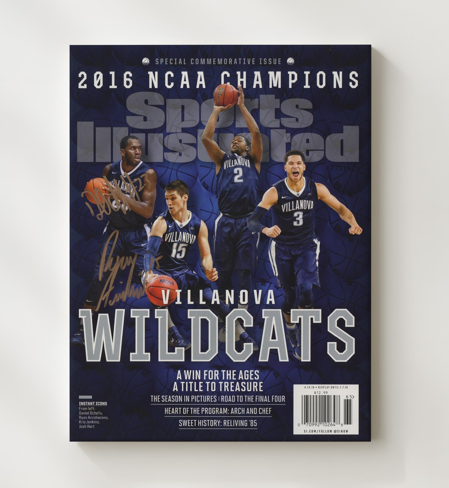 Villanova Basketball Daniel Ochefu Wildcats National Champions Celebration 2016 SI Cover College Basketball Wall Art 20x24 Canvas college basketball wall art print