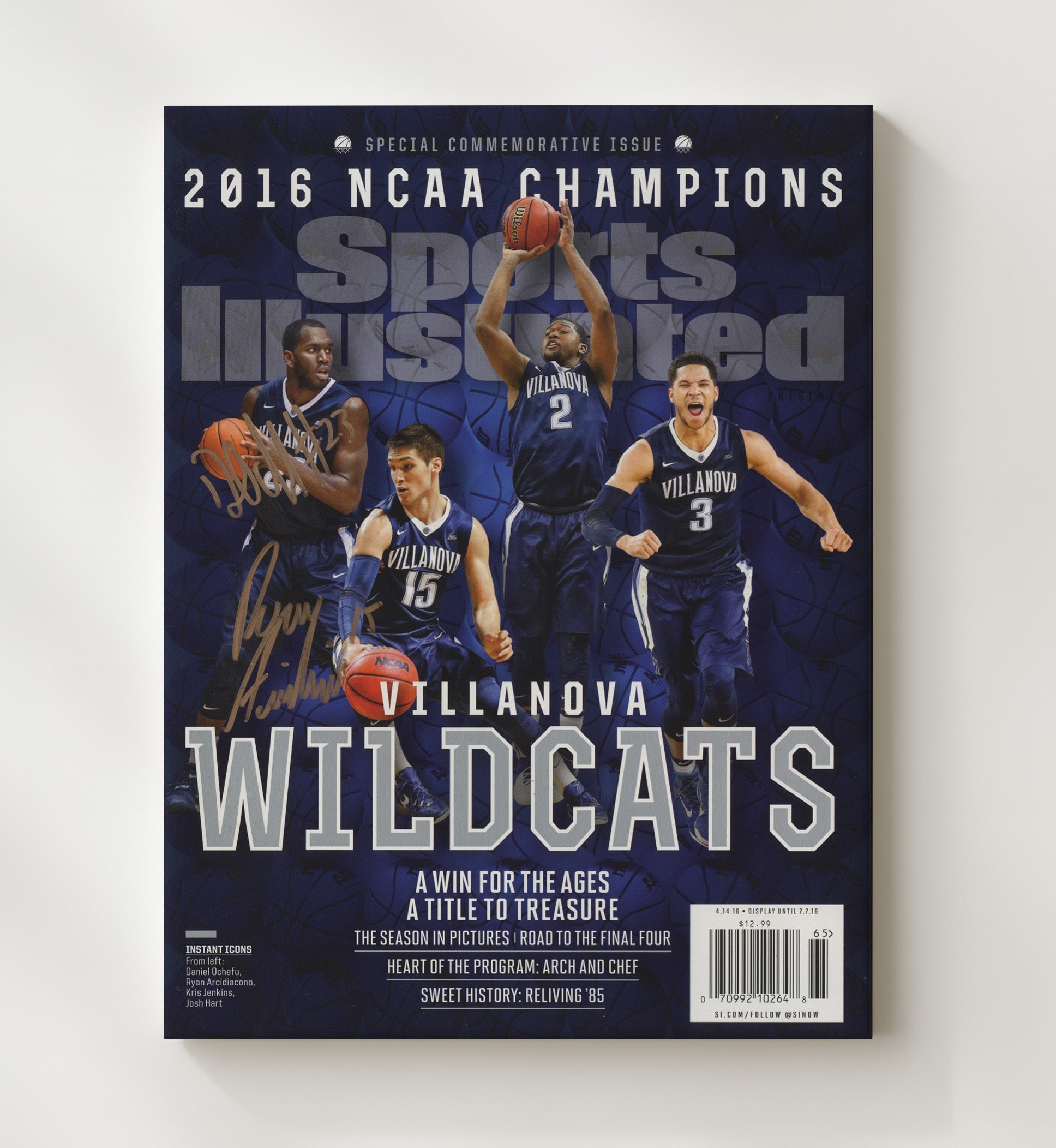 Villanova Basketball Daniel Ochefu Wildcats National Champions Celebration 2016 SI Cover College Basketball Wall Art 20x24 Canvas college basketball wall art print