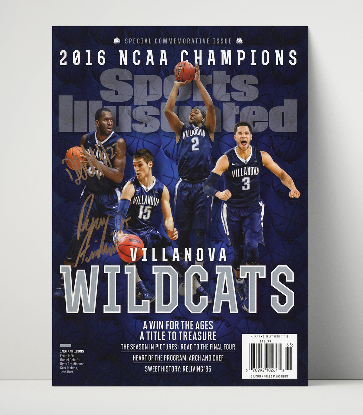 Villanova Basketball Daniel Ochefu Wildcats National Champions Celebration 2016 SI Cover 8x10 Beveled Frame college basketball wall art