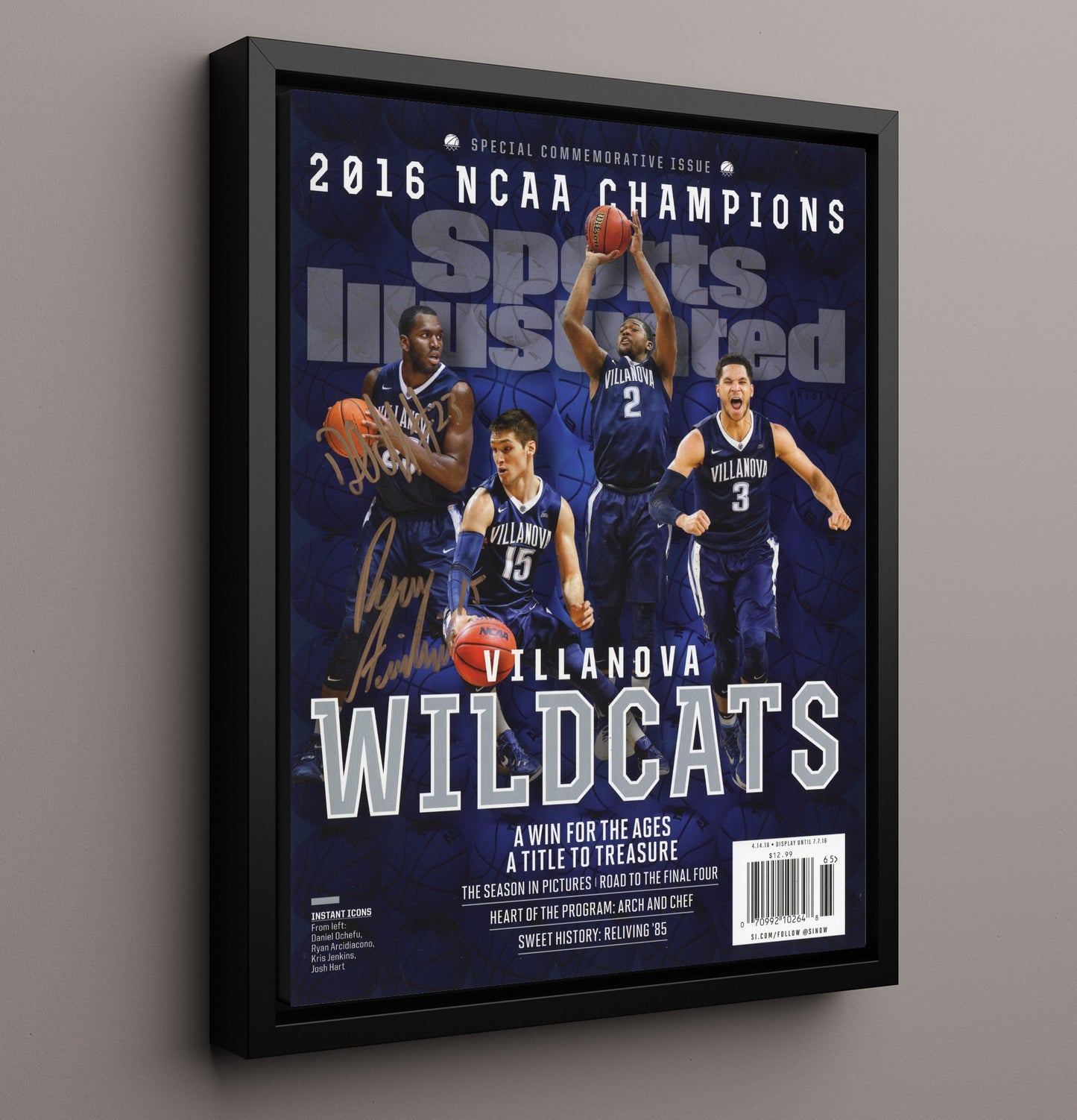 Villanova Basketball Daniel Ochefu Wildcats National Champions Celebration 2016 SI Cover College Basketball Wall Art 16x20 Framed Canvas college basketball wall art print