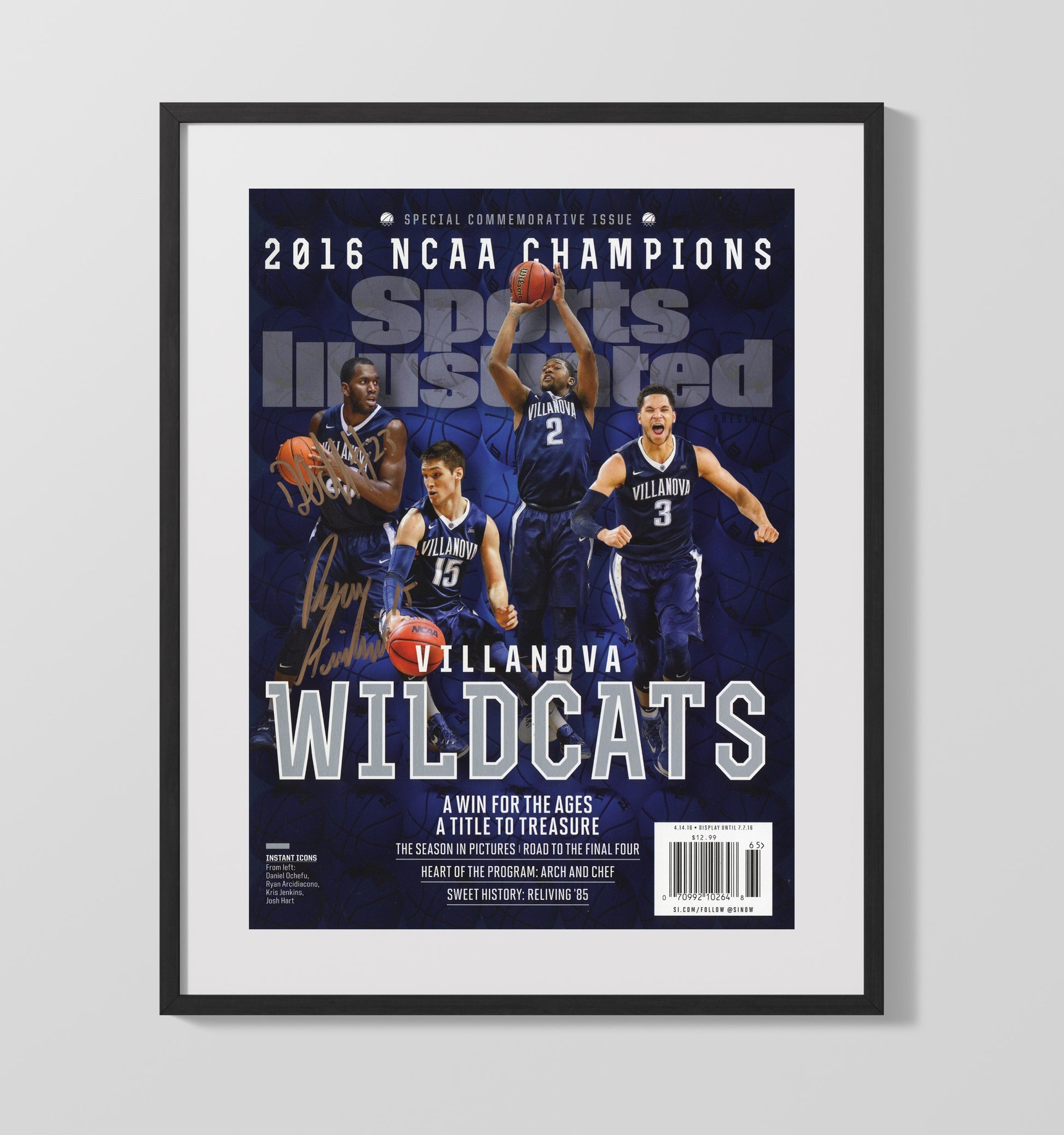 Villanova Basketball Daniel Ochefu Wildcats National Champions Celebration 2016 SI Cover College Basketball Wall Art 16x20 Gallery Frame college basketball wall art print