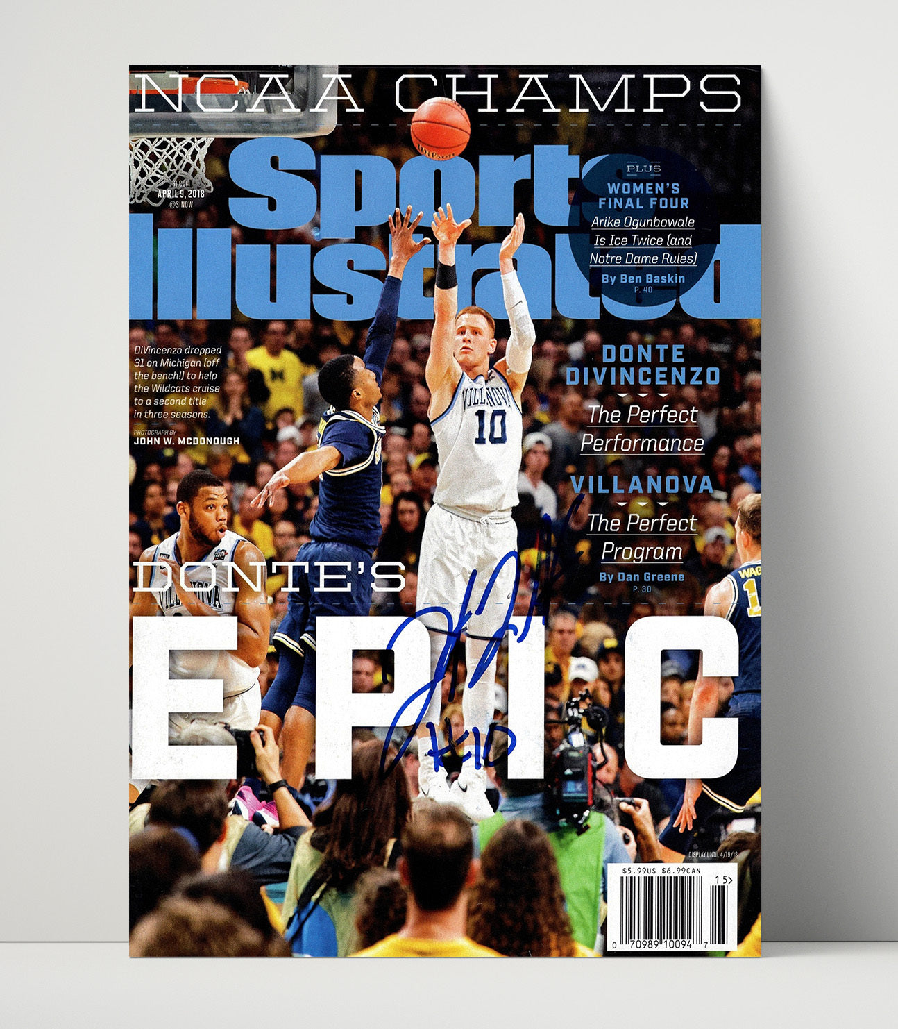 Villanova Basketball Donte DiVincenzo Championship Shot Epic Performance 2018 SI Cover College Basketball Wall Art 16x20 Unframed Print college basketball wall art print