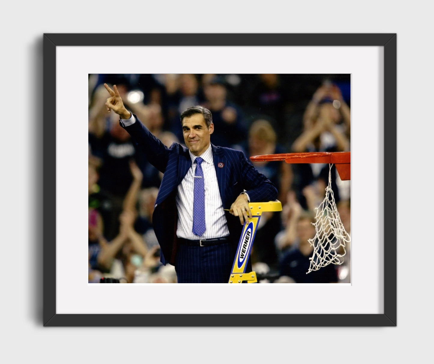 Villanova Basketball Jay Wright Championship Net Cut College Basketball Wall Art 16x20 Gallery Frame college basketball wall art print