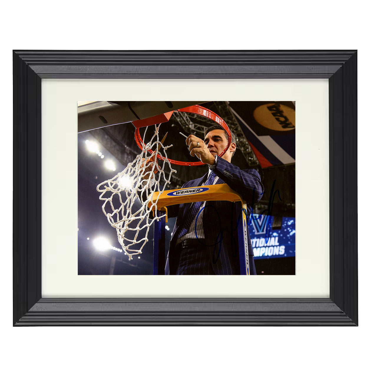 Villanova – Jay Wright Net Cutting Championship Tradition – 8x10 black beveled framed college basketball wall art
