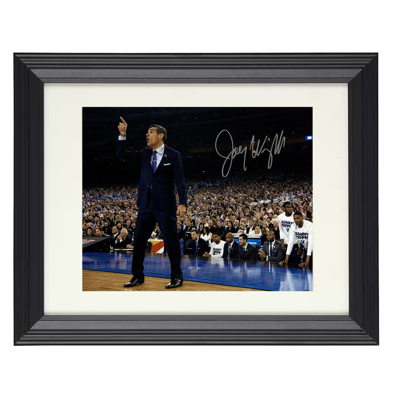 Villanova – Jay Wright Sideline Point – 8x10 black beveled framed college basketball wall art