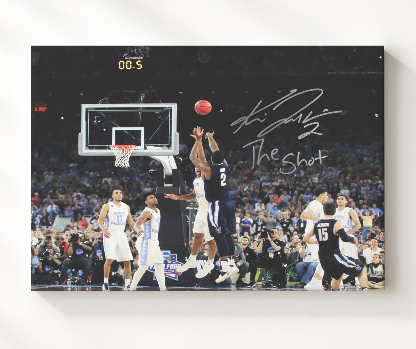 Villanova Basketball Kris Jenkins Buzzer Beater The Shot College Basketball Wall Art 20x24 Canvas college basketball wall art print