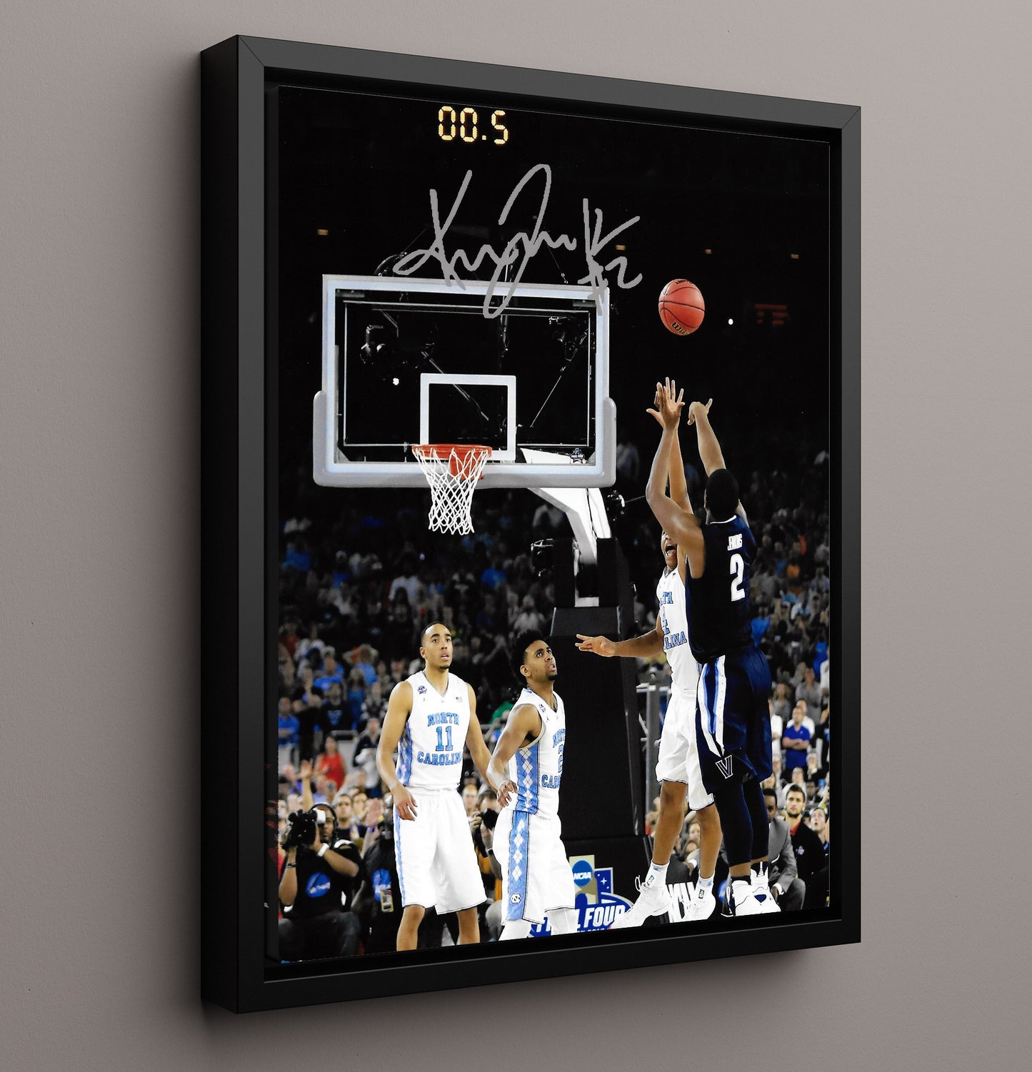 Villanova Basketball Kris Jenkins Buzzer Beater The Shot Heard Round 2016 College Basketball Wall Art 16x20 Framed Canvas college basketball wall art print