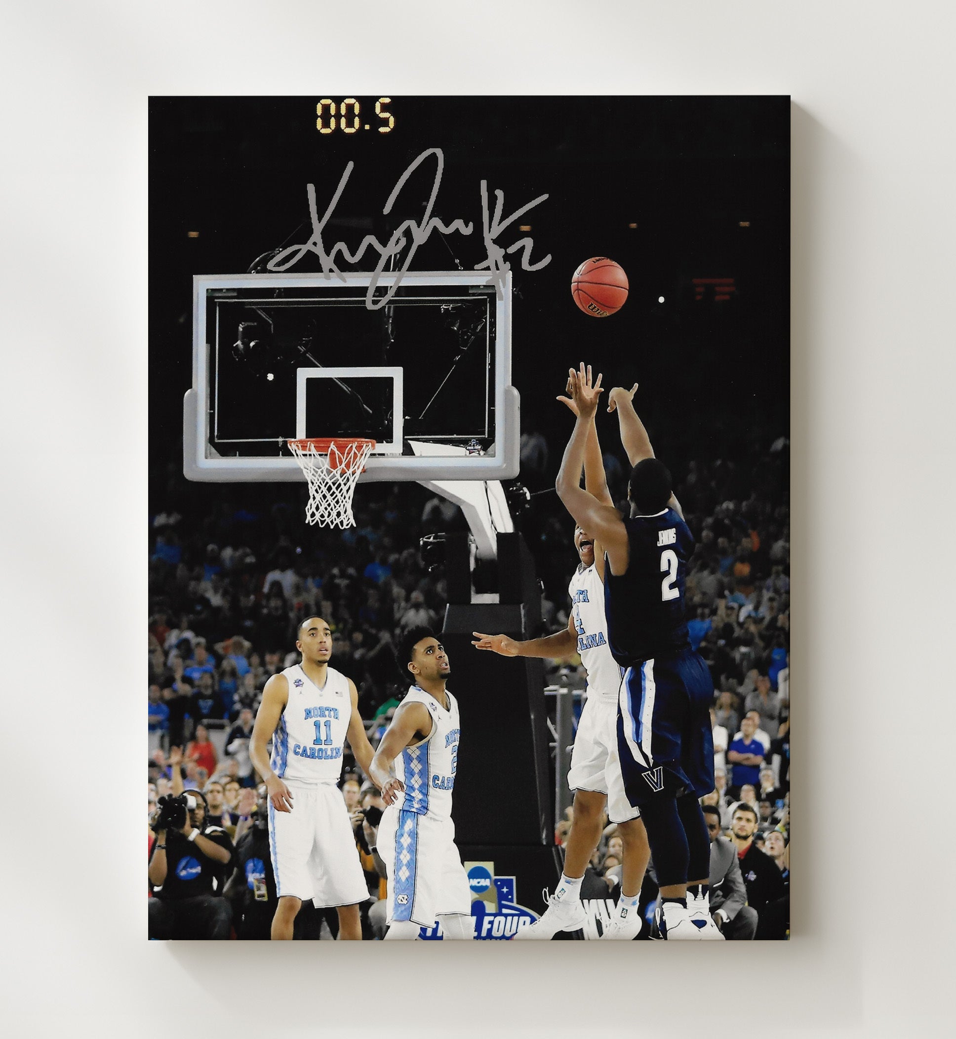 Villanova Basketball Kris Jenkins Buzzer Beater The Shot Heard Round 2016 College Basketball Wall Art 20x24 Canvas college basketball wall art print