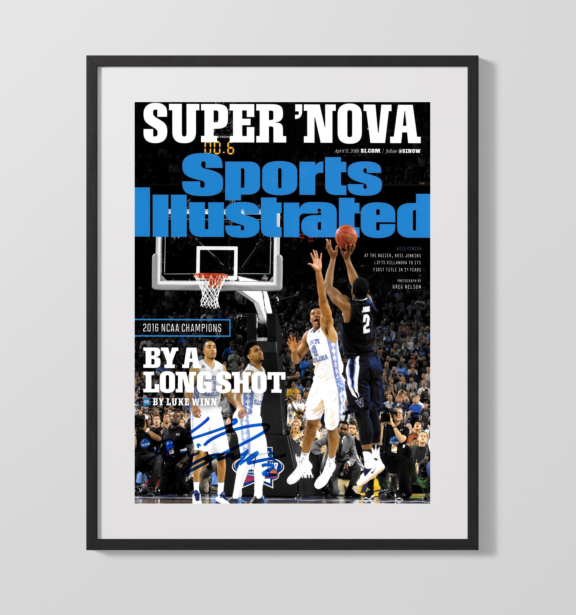 Villanova Basketball Super Nova Championship Burst 2016 SI Cover College Basketball Wall Art 16x20 Gallery Frame college basketball wall art print