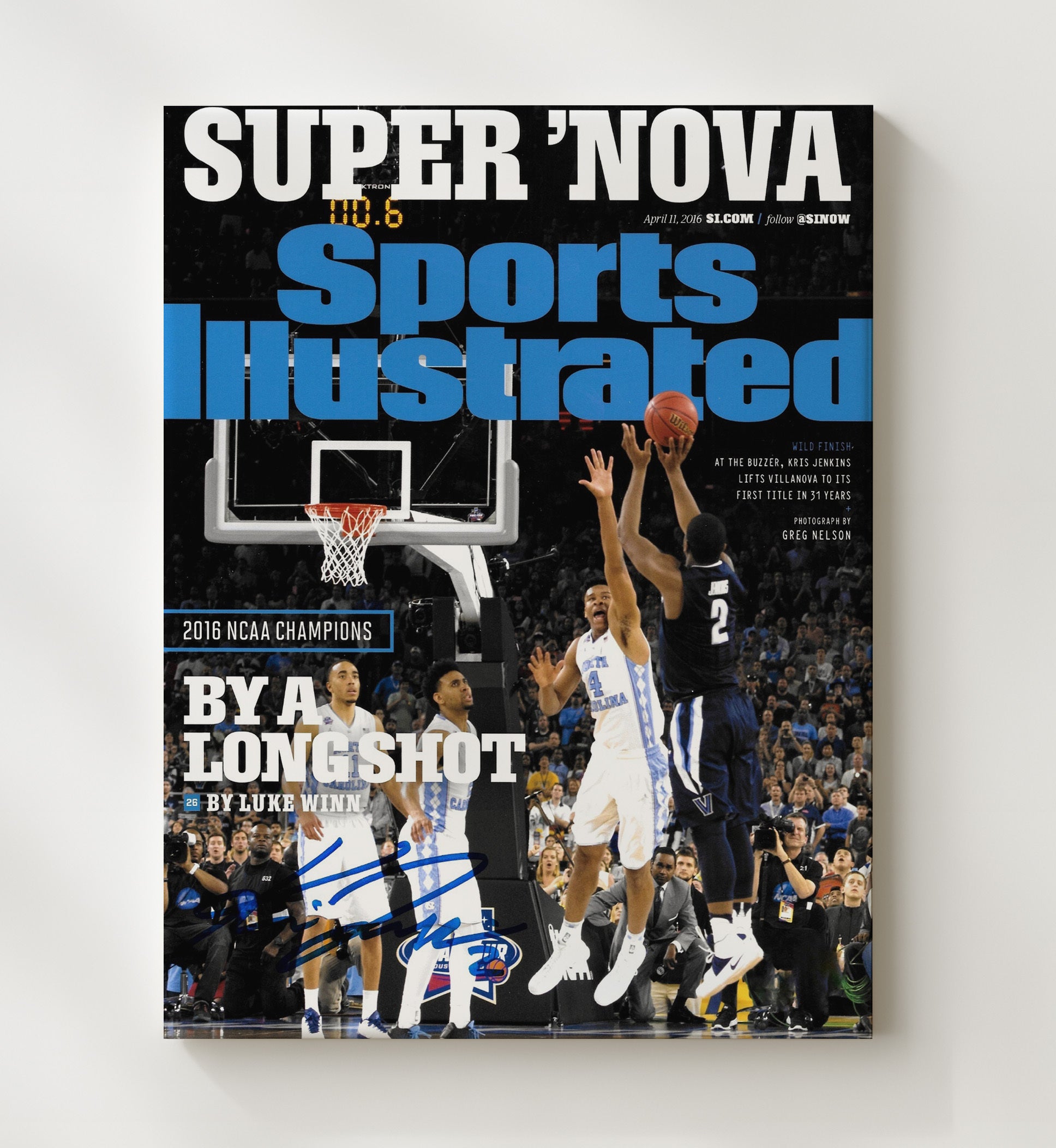 Villanova Basketball Super Nova Championship Burst 2016 SI Cover College Basketball Wall Art 20x24 Canvas college basketball wall art print