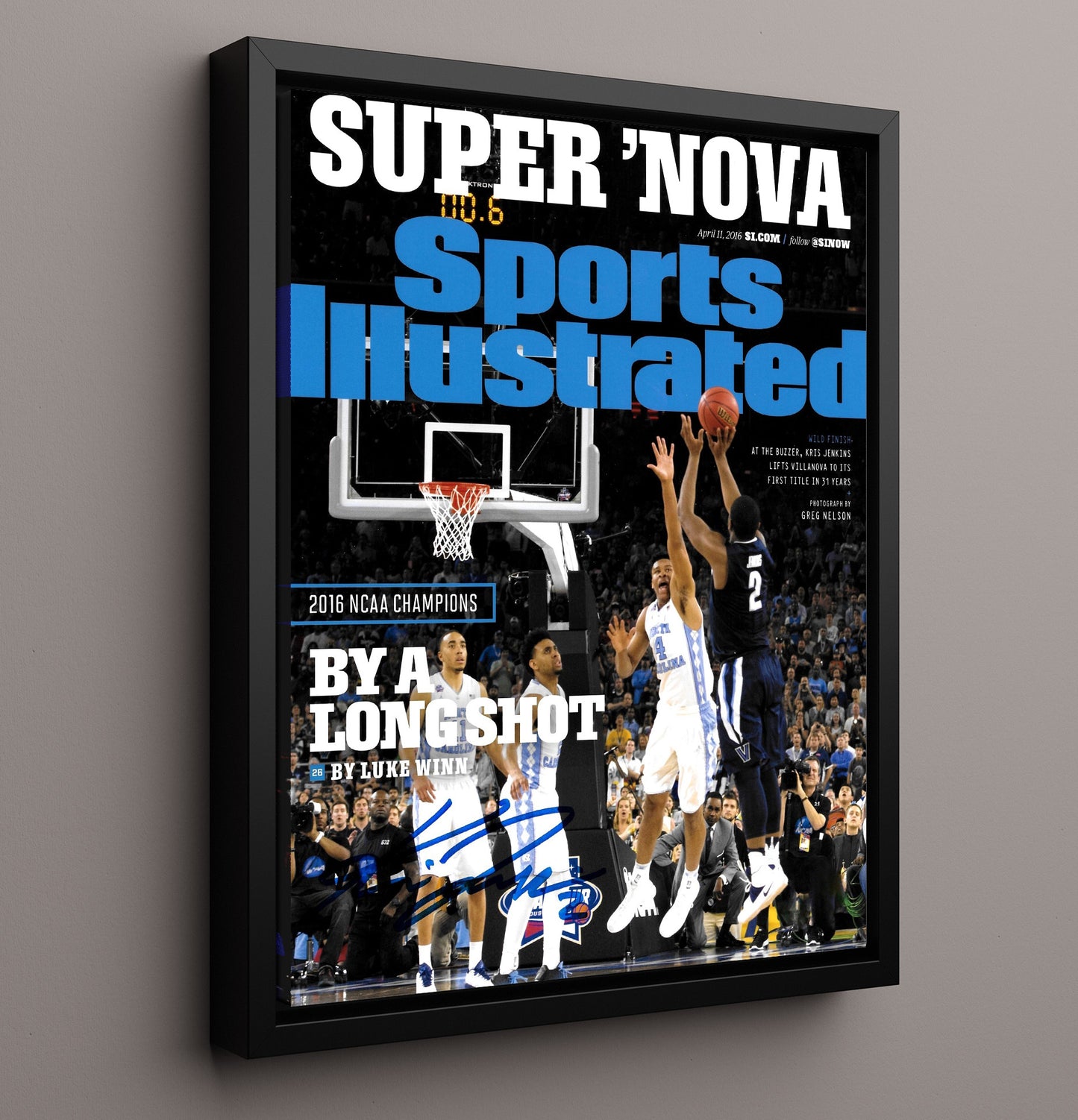Villanova Basketball Super Nova Championship Burst 2016 SI Cover College Basketball Wall Art 16x20 Framed Canvas college basketball wall art print
