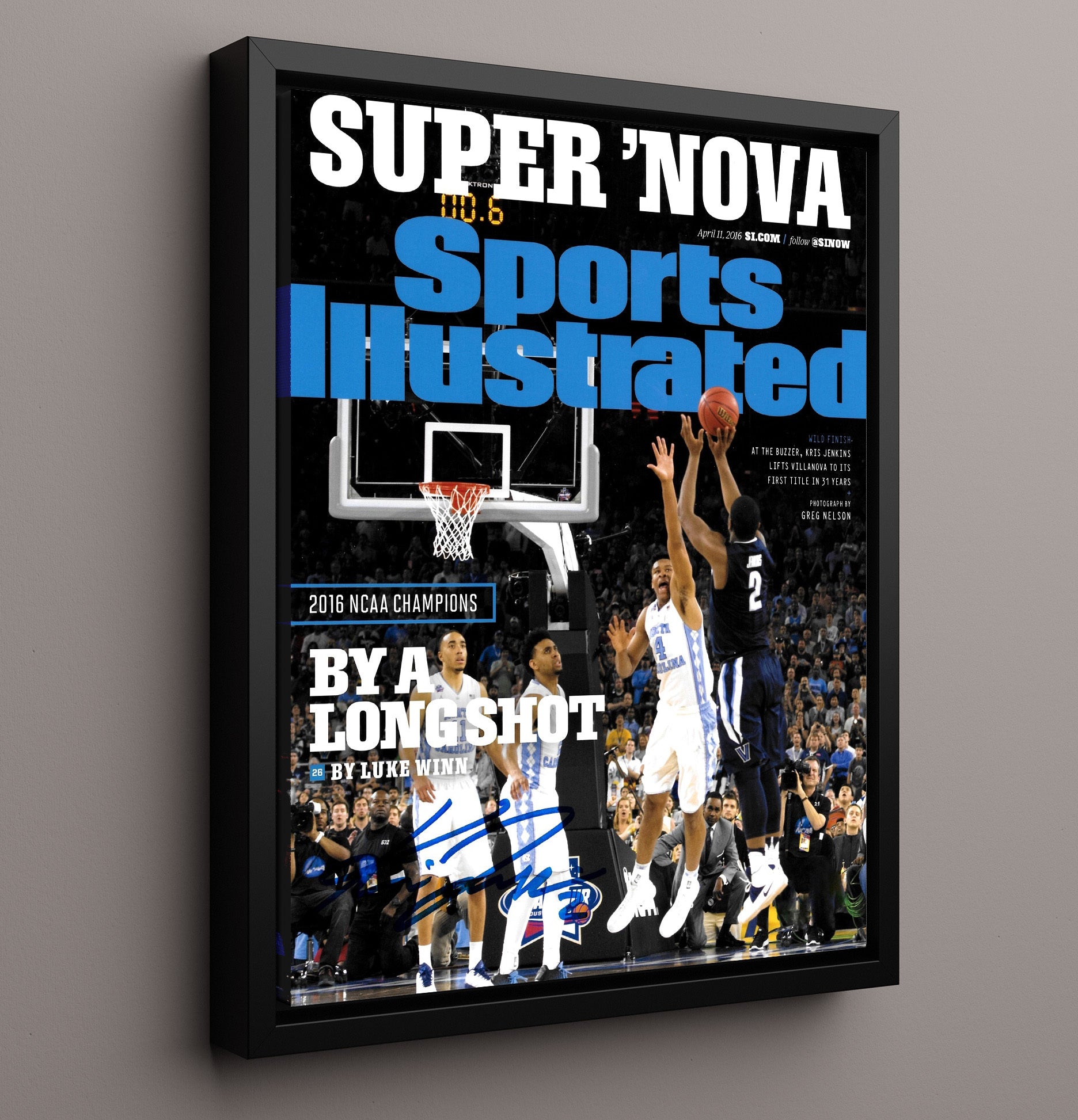 Villanova Basketball Super Nova Championship Burst 2016 SI Cover College Basketball Wall Art 16x20 Framed Canvas college basketball wall art print