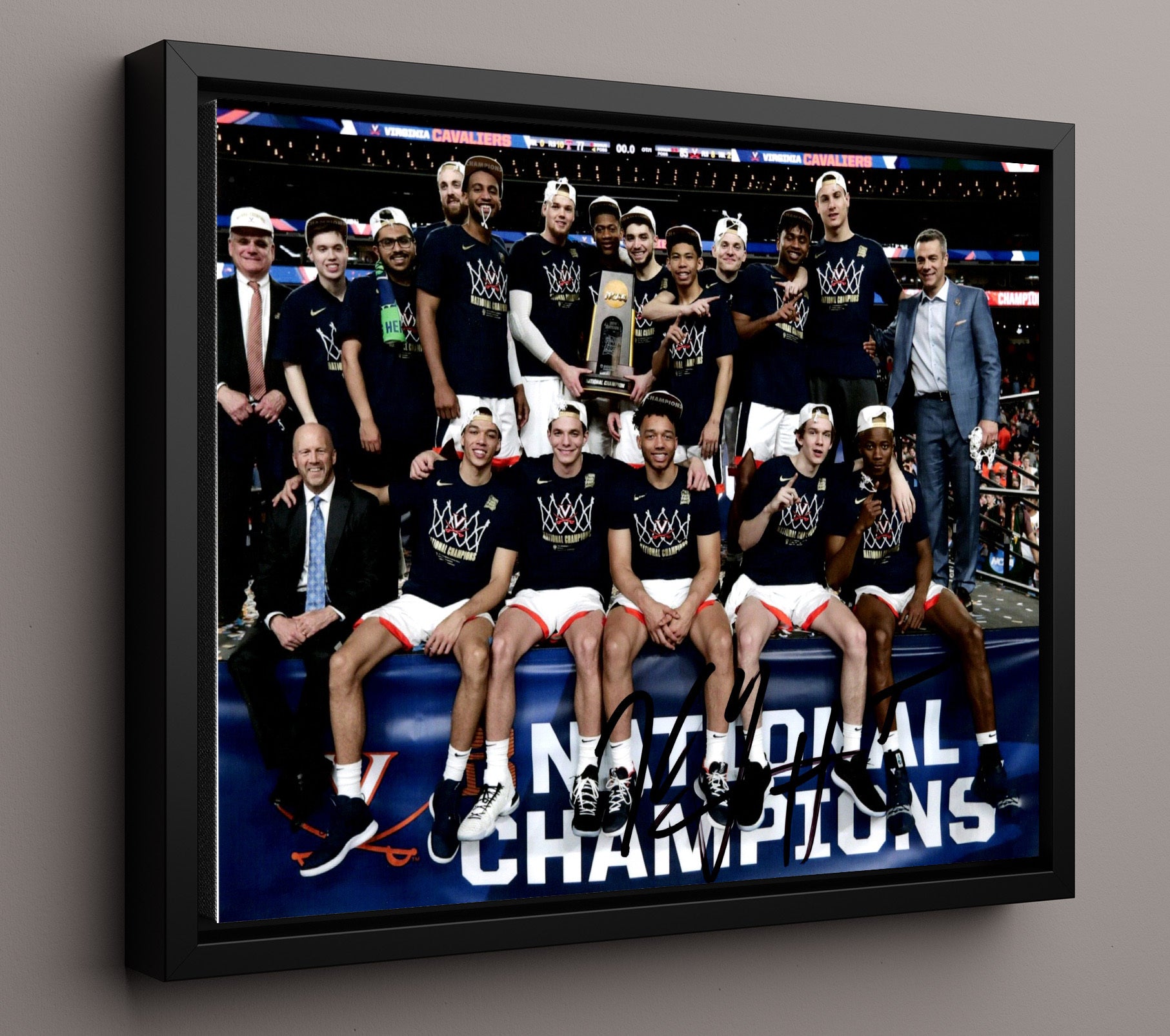 Virginia Basketball Kyle Guy National a championship celebration 2019 College Basketball Wall Art 16x20 Framed Canvas college basketball wall art print