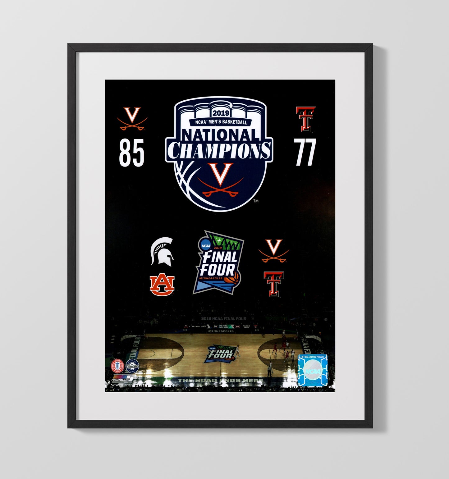 Virginia Basketball National Champions Wahoos Rise 2019 Final Four College Basketball Wall Art 16x20 Gallery Frame college basketball wall art print