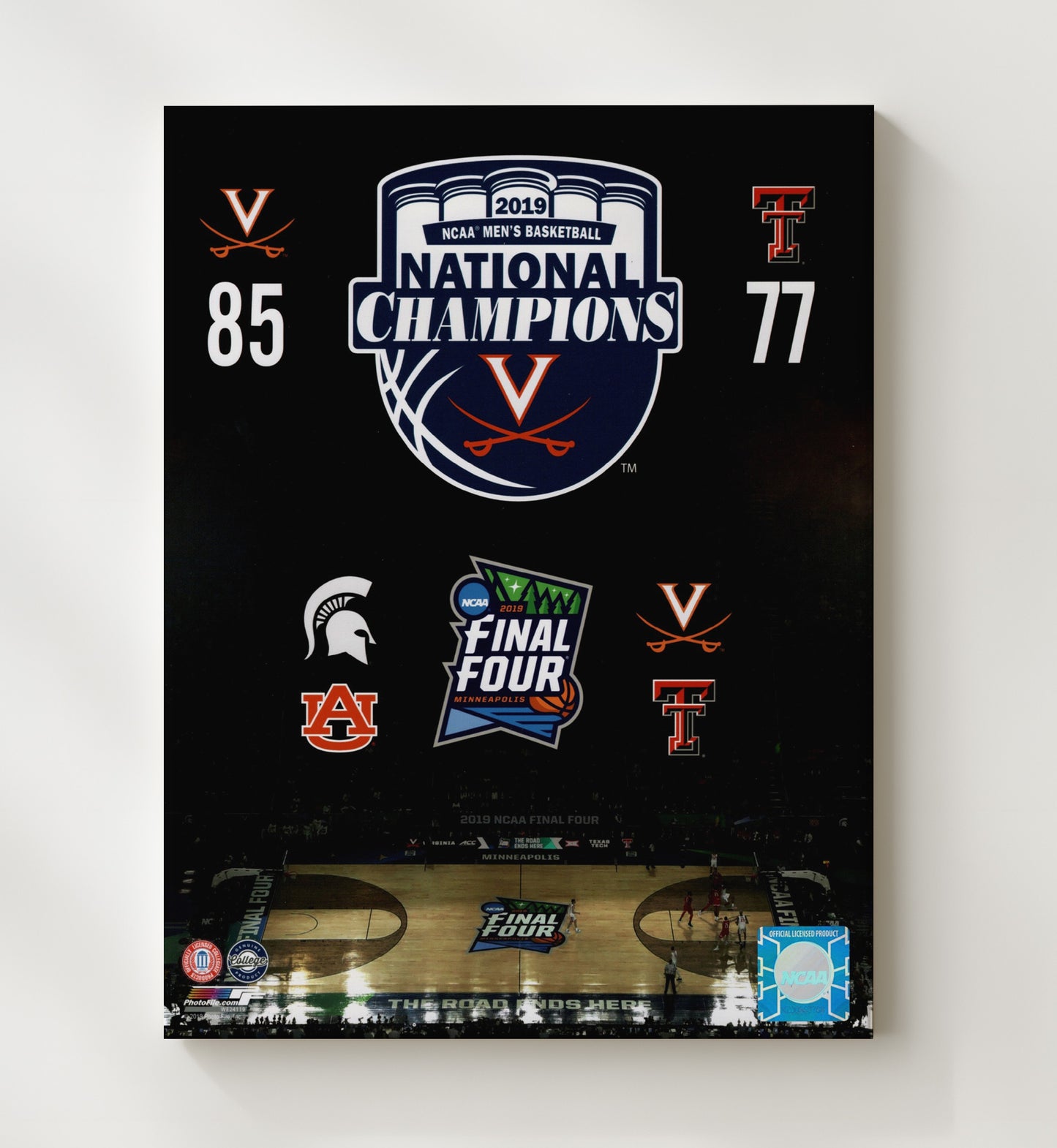 Virginia Basketball National Champions Wahoos Rise 2019 Final Four College Basketball Wall Art 20x24 Canvas college basketball wall art print