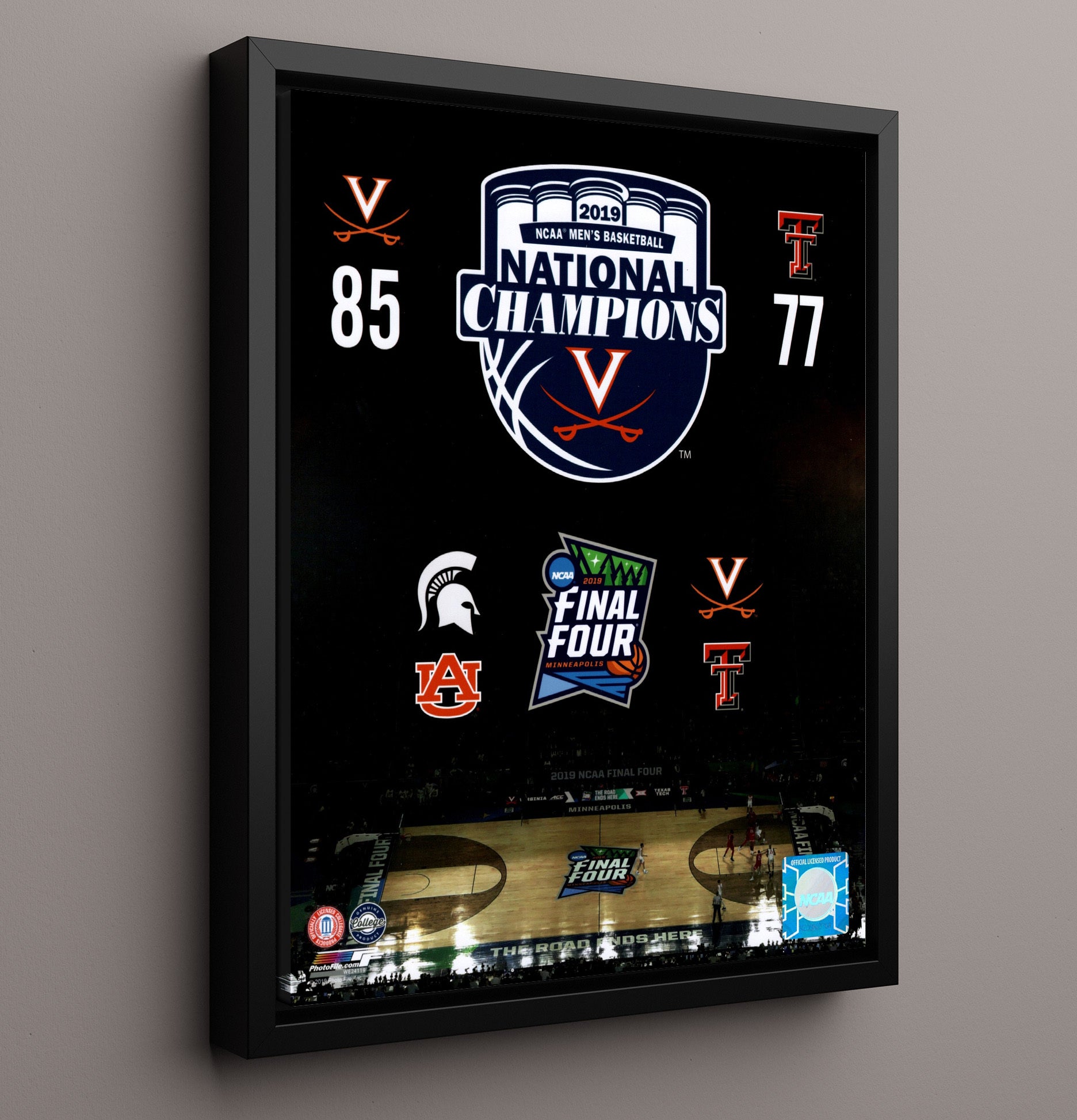 Virginia Basketball National Champions Wahoos Rise 2019 Final Four College Basketball Wall Art 16x20 Framed Canvas college basketball wall art print