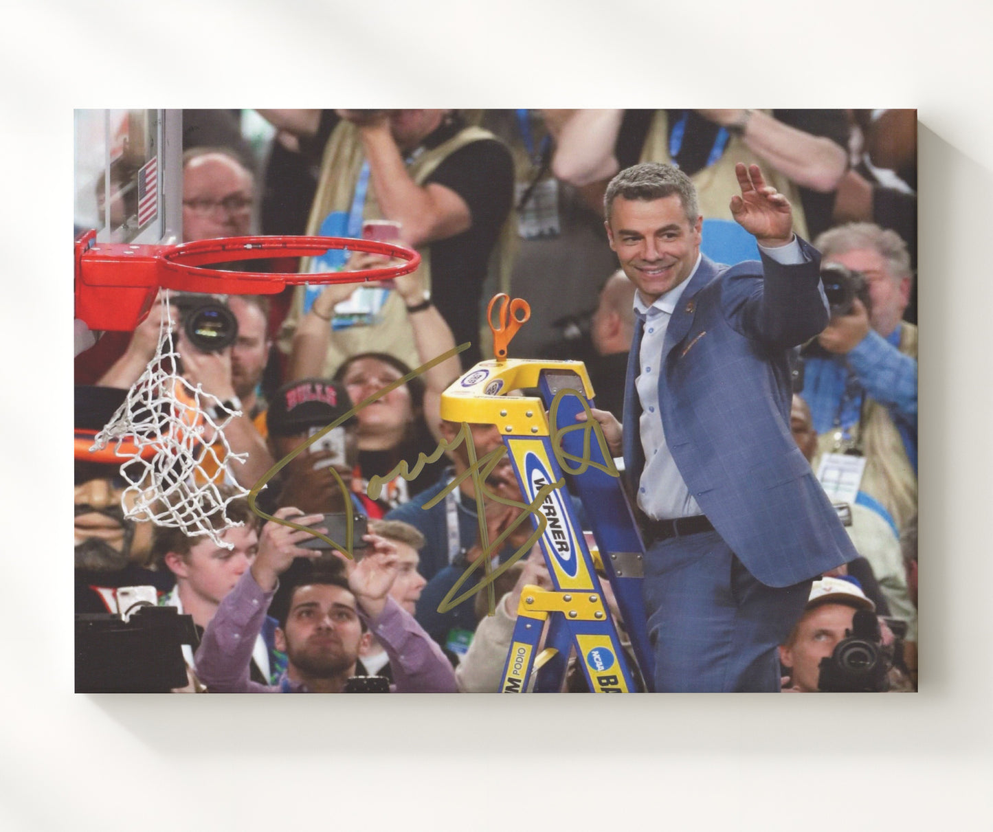 Virginia Basketball Tony Bennett Net Cutting Championship 2019 College Basketball Wall Art 20x24 Canvas college basketball wall art print