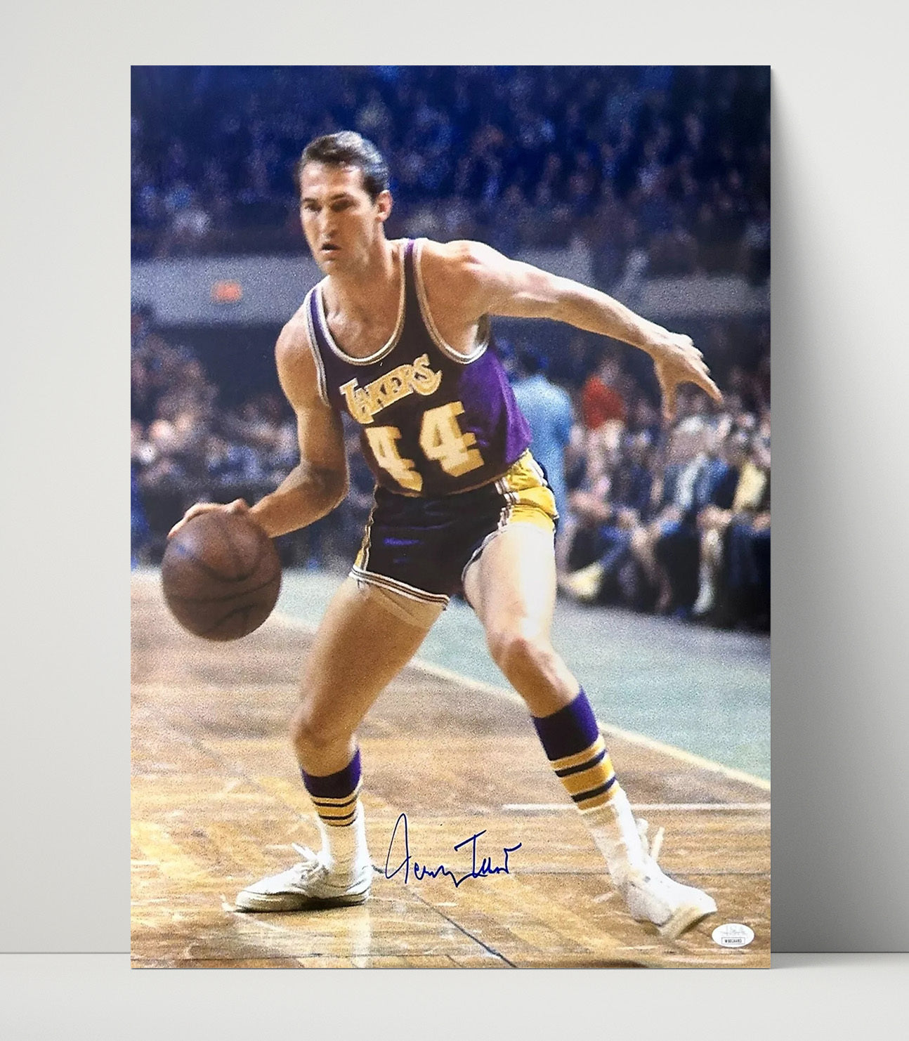 West Virginia Basketball Jerry West Dribble Drive College Basketball Wall Art 16x20 Unframed Print college basketball wall art print