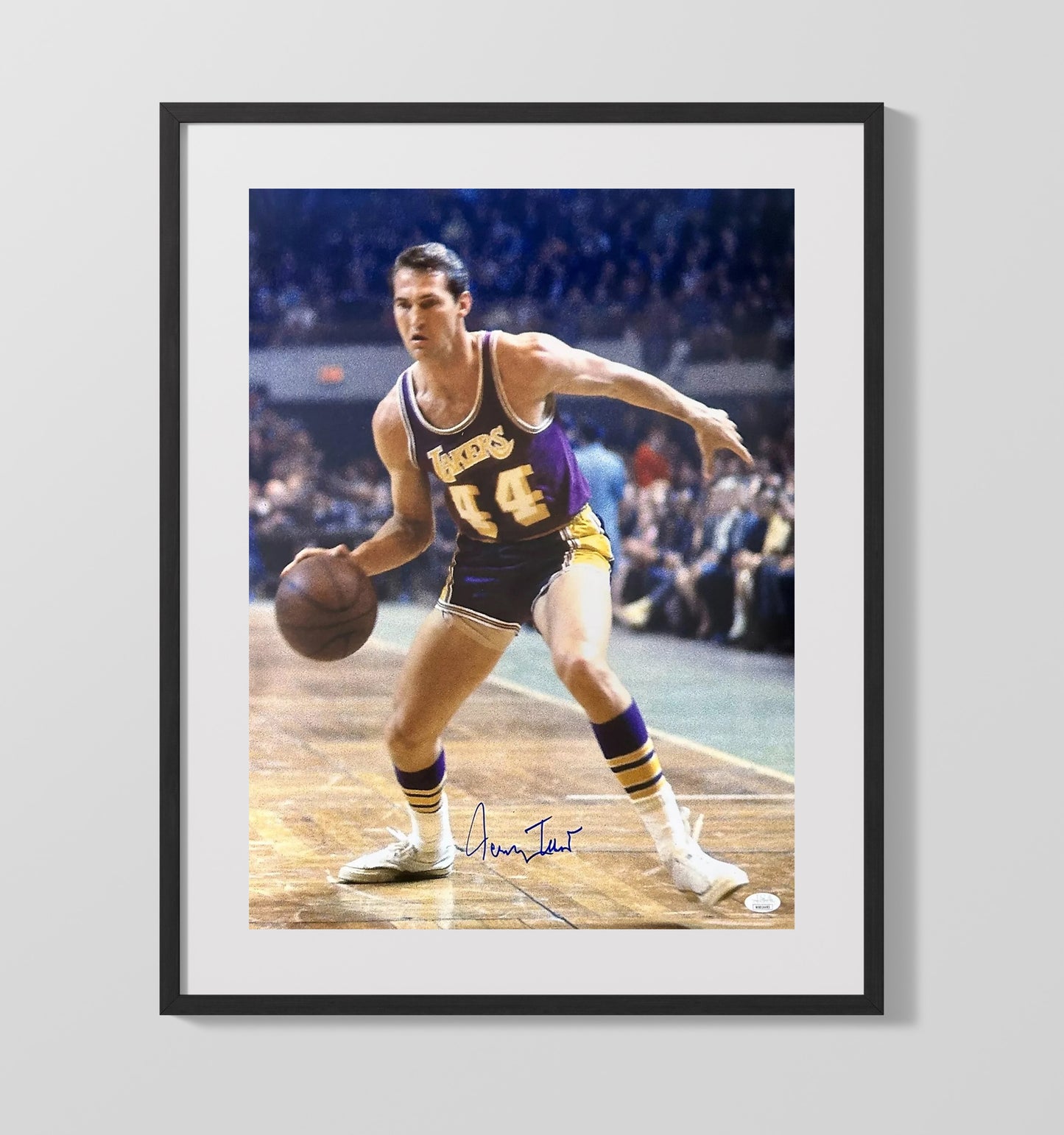 West Virginia Basketball Jerry West Dribble Drive College Basketball Wall Art 16x20 Gallery Frame college basketball wall art print