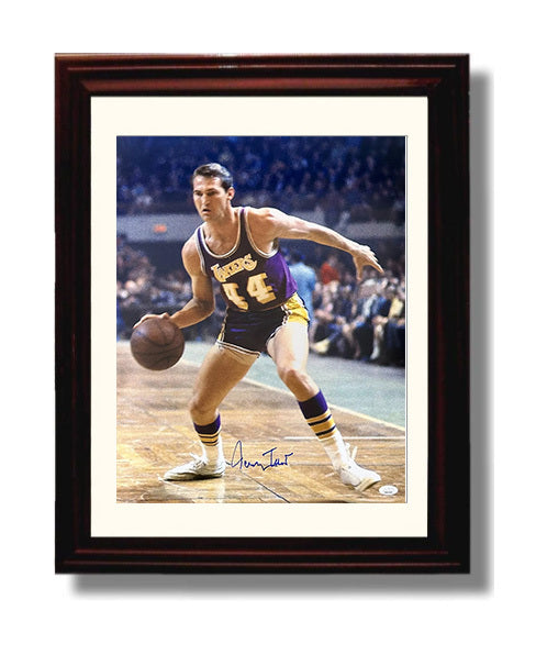 West Virginia Basketball Jerry West Dribble Drive College Basketball Wall Art 8x10 Beveled Frame college basketball wall art print