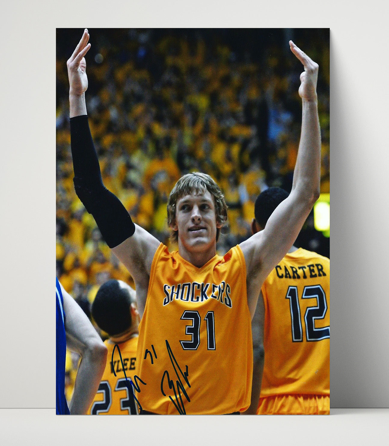 Wichita State Basketball Ron Baker Shocker Pride Celebration College Basketball Wall Art 16x20 Unframed Print college basketball wall art print