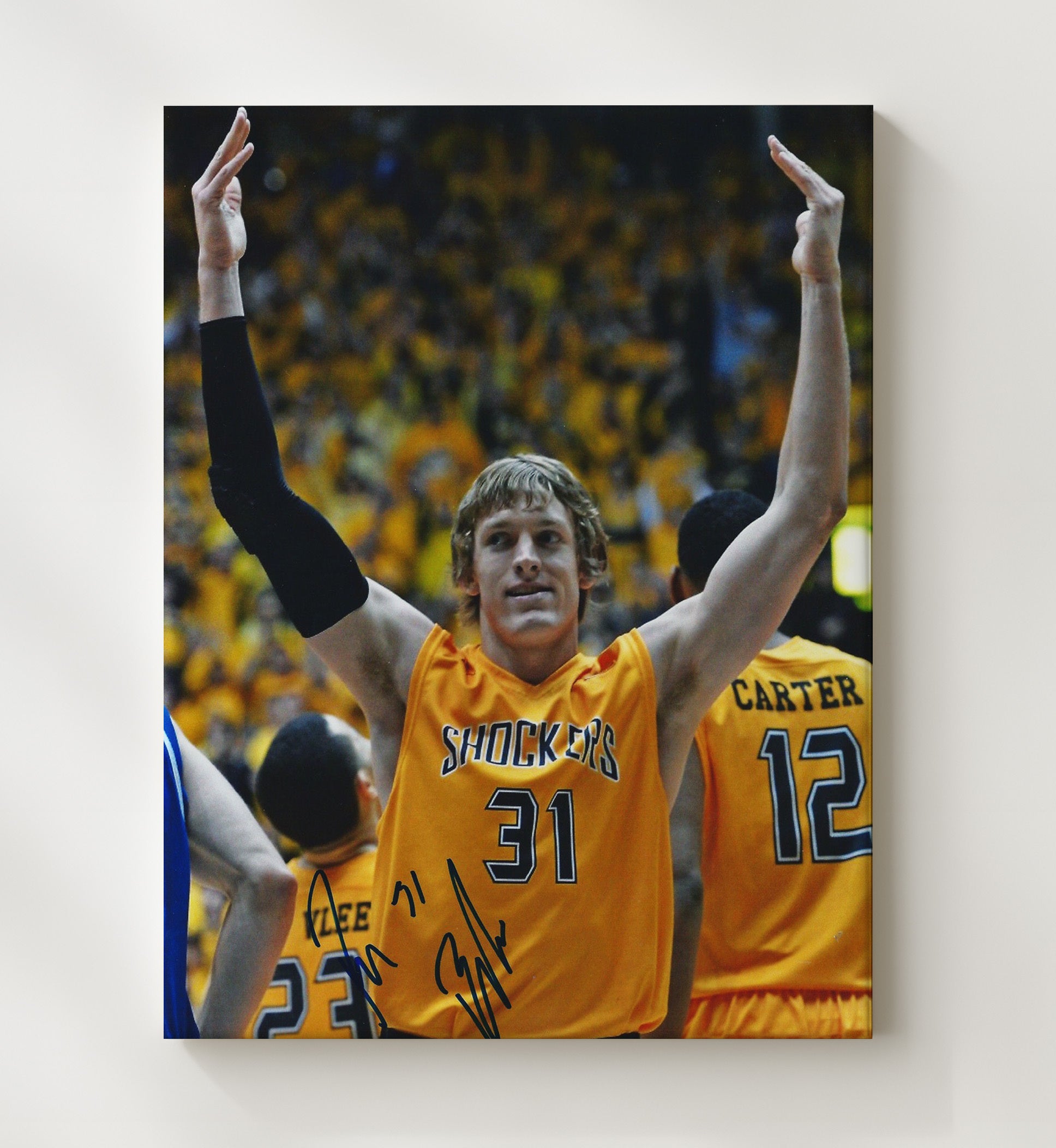 Wichita State Basketball Ron Baker Shocker Pride Celebration College Basketball Wall Art 20x24 Canvas college basketball wall art print