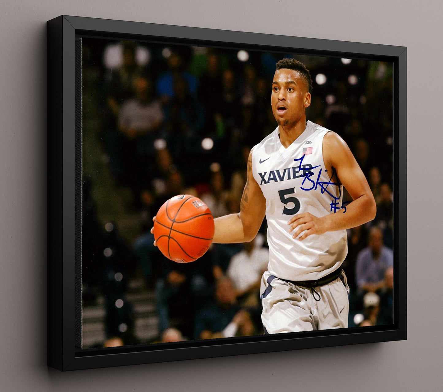 Xavier Basketball Trevon Bluiett Clutch Shot Creator College Basketball Wall Art 16x20 Framed Canvas college basketball wall art print