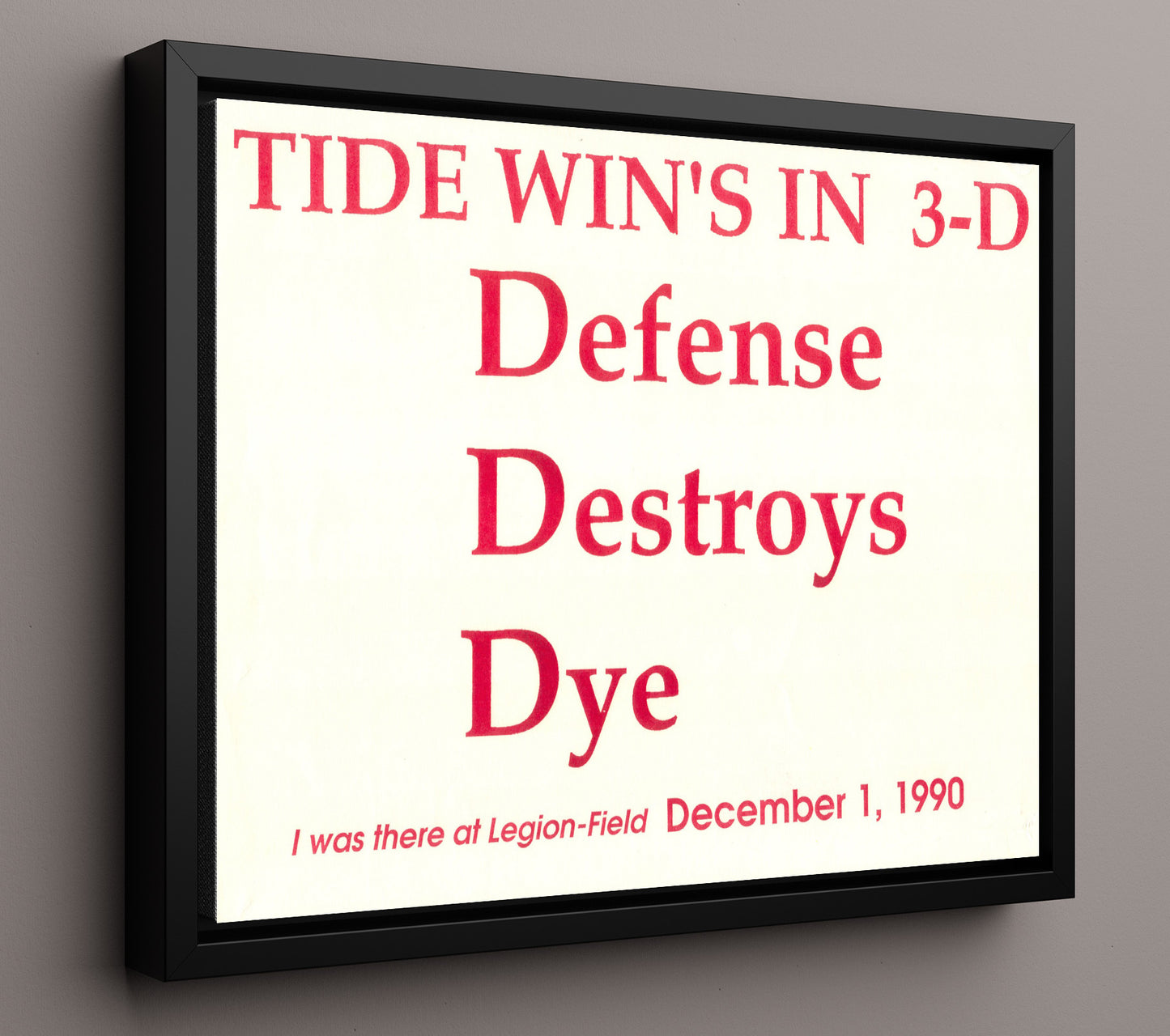 Alabama Football - 1990 Iron Bowl 3D Defense Poster 8x10 Framed Canvas college football wall art